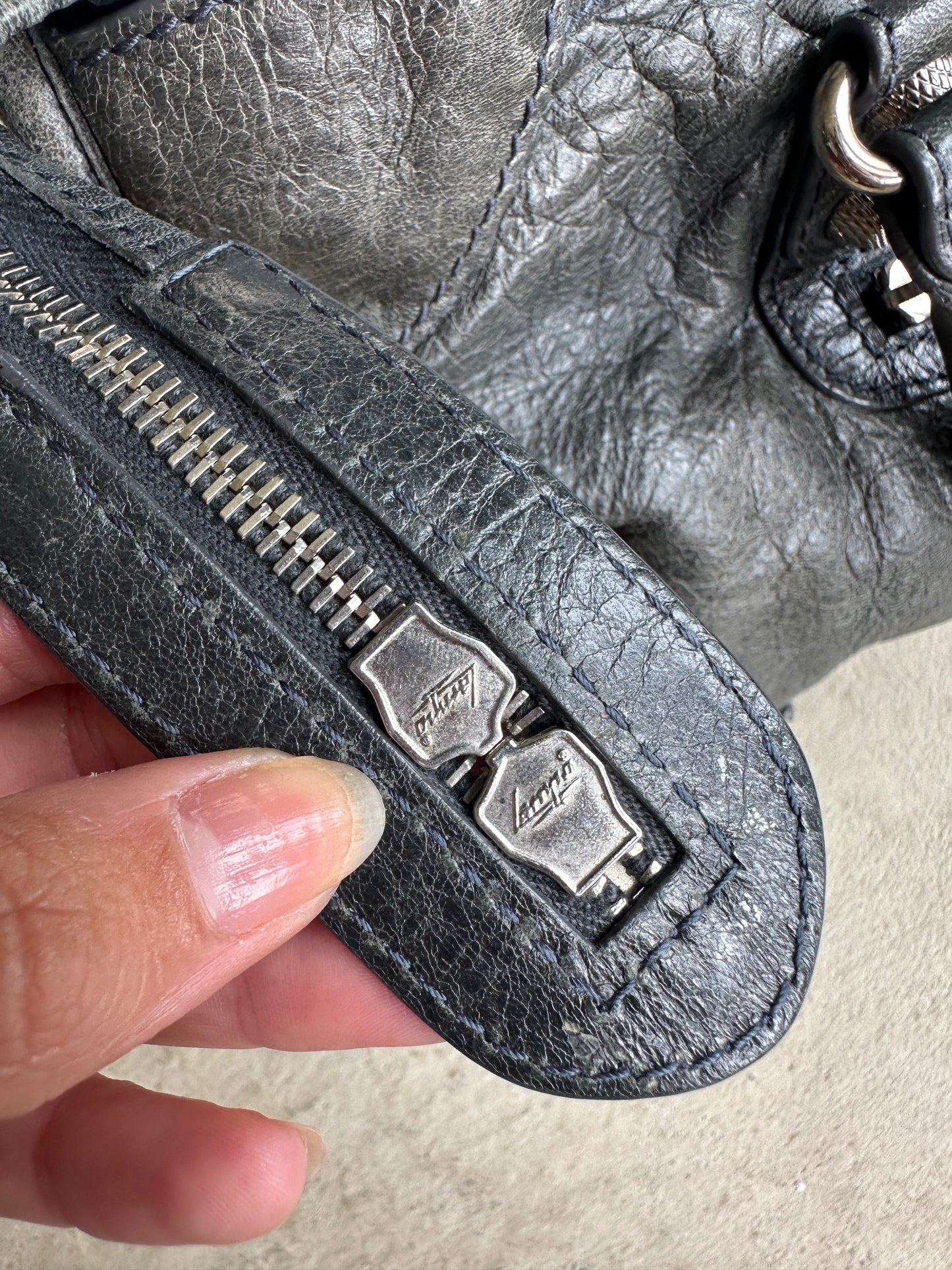 Vintage Dark Grey Balenciaga Velo City Bag