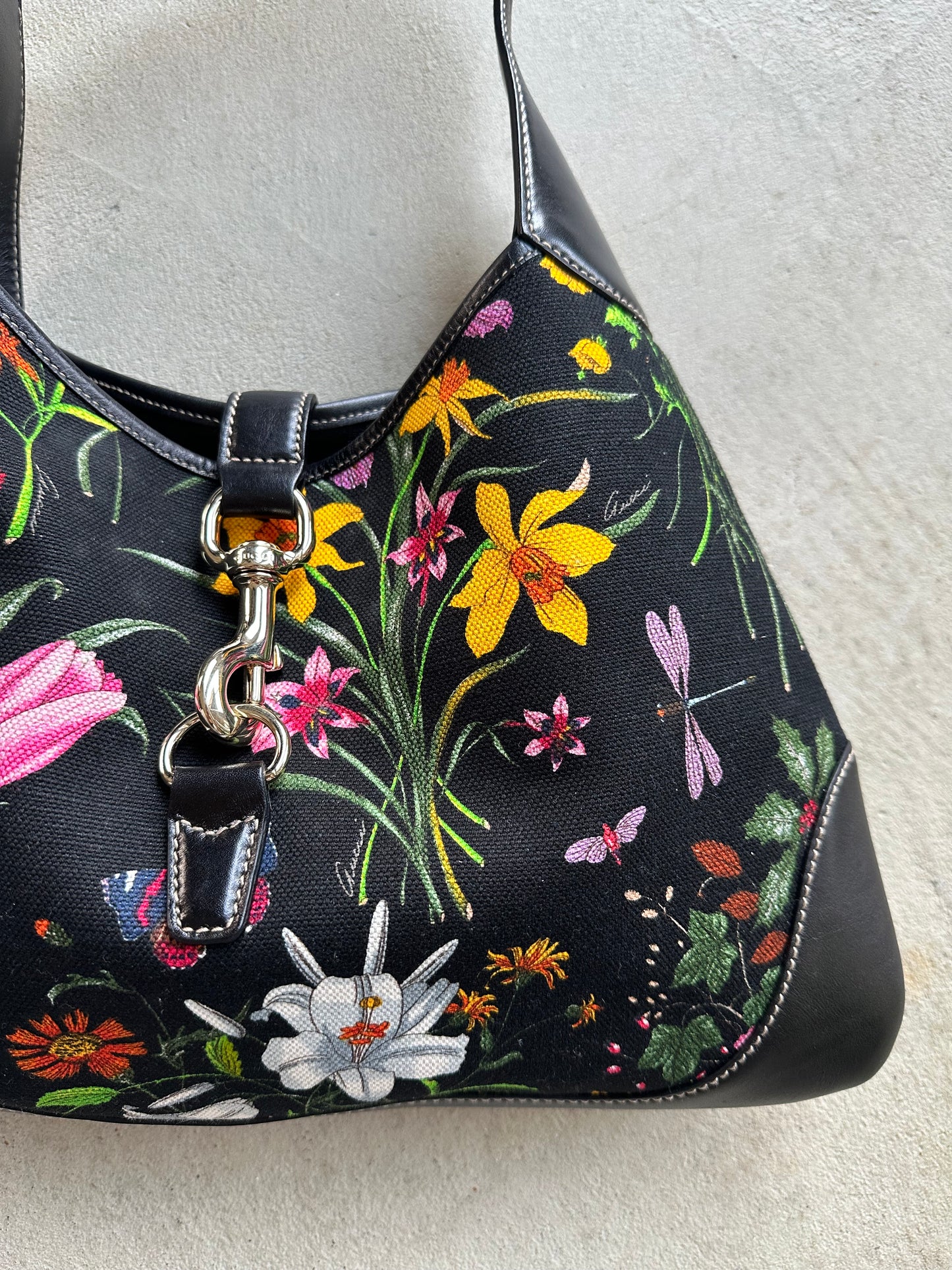 RARE! Vintage Gucci Jackie Floral Shoulder Bag