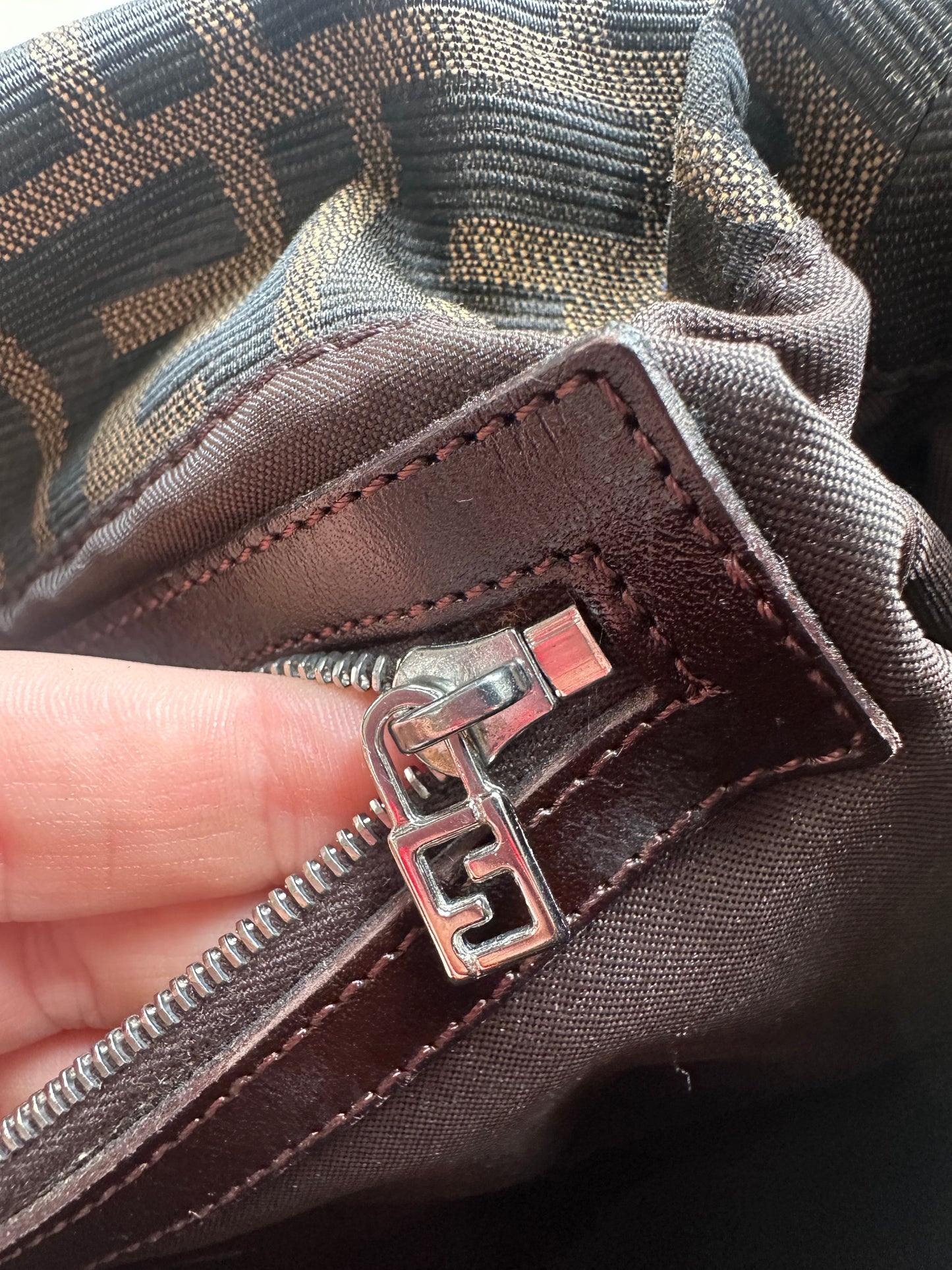 Vintage Fendi Brown Zucca Mama Baguette