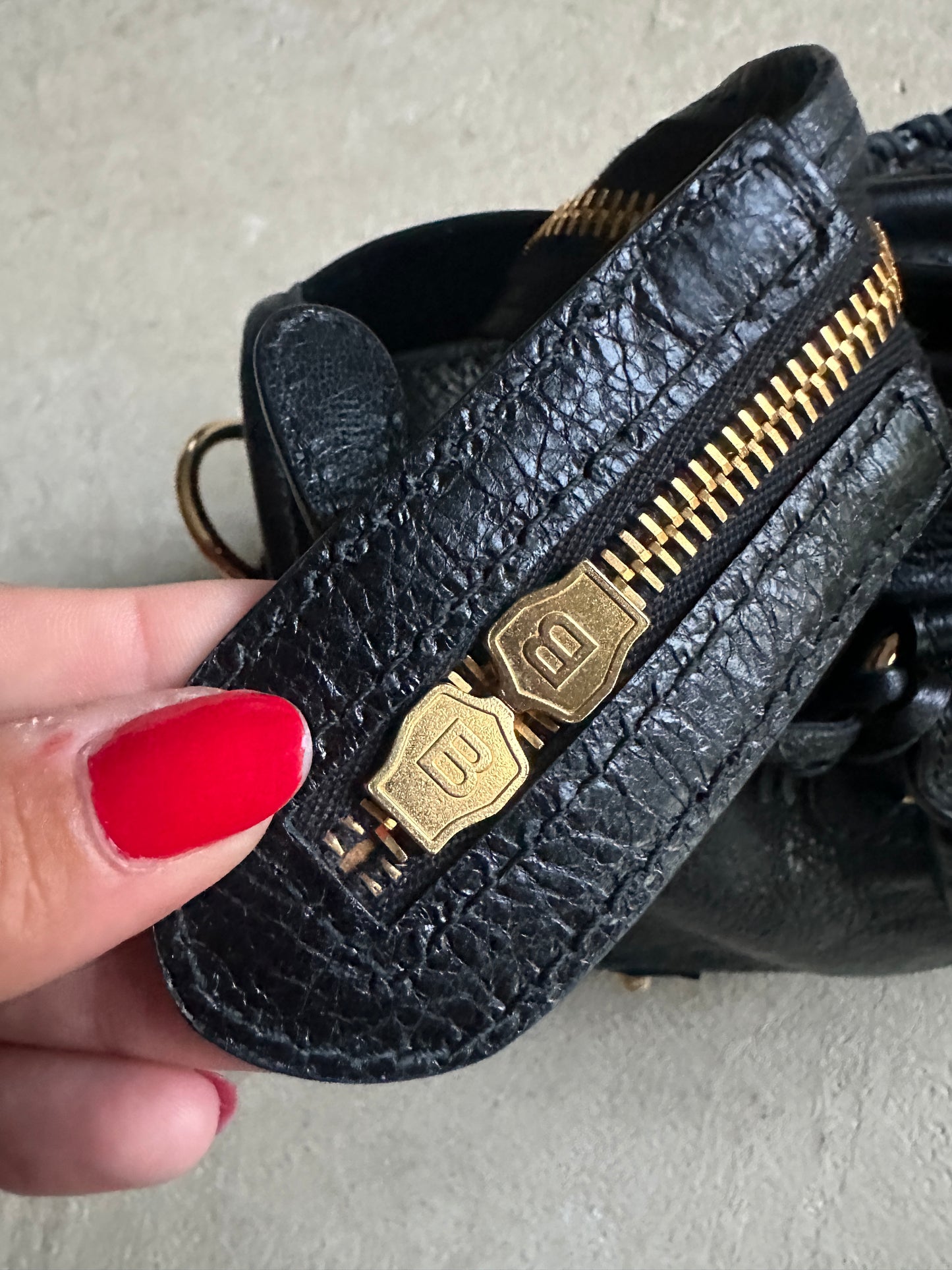 Vintage Black and Gold Balenciaga City Bag