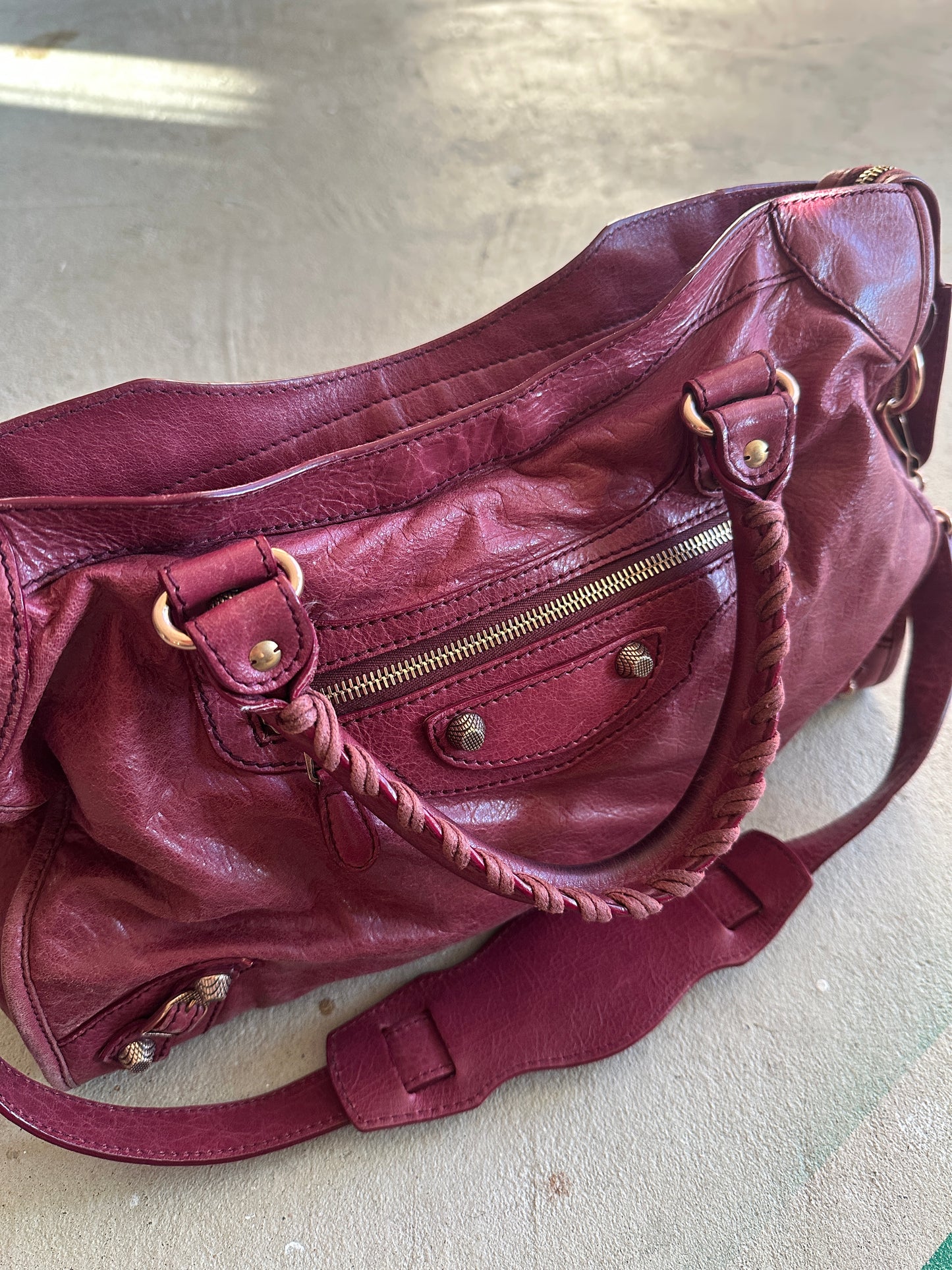 Vintage Burgundy Balenciaga City Bag