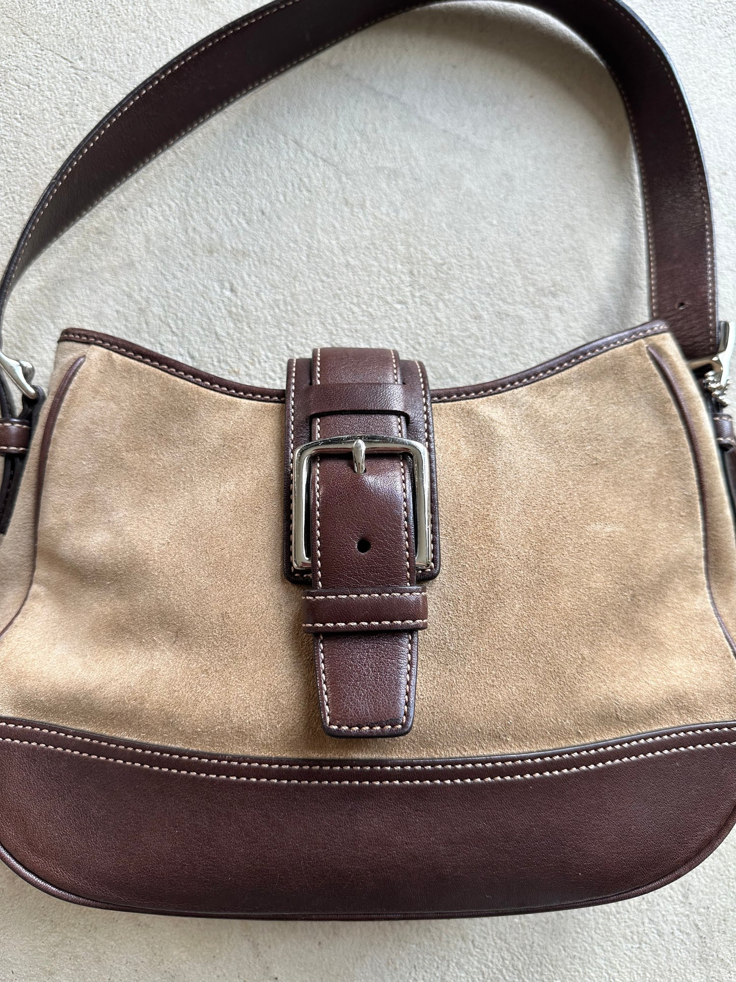 Vintage Y2K Coach Brown Suede Shoulder Bag