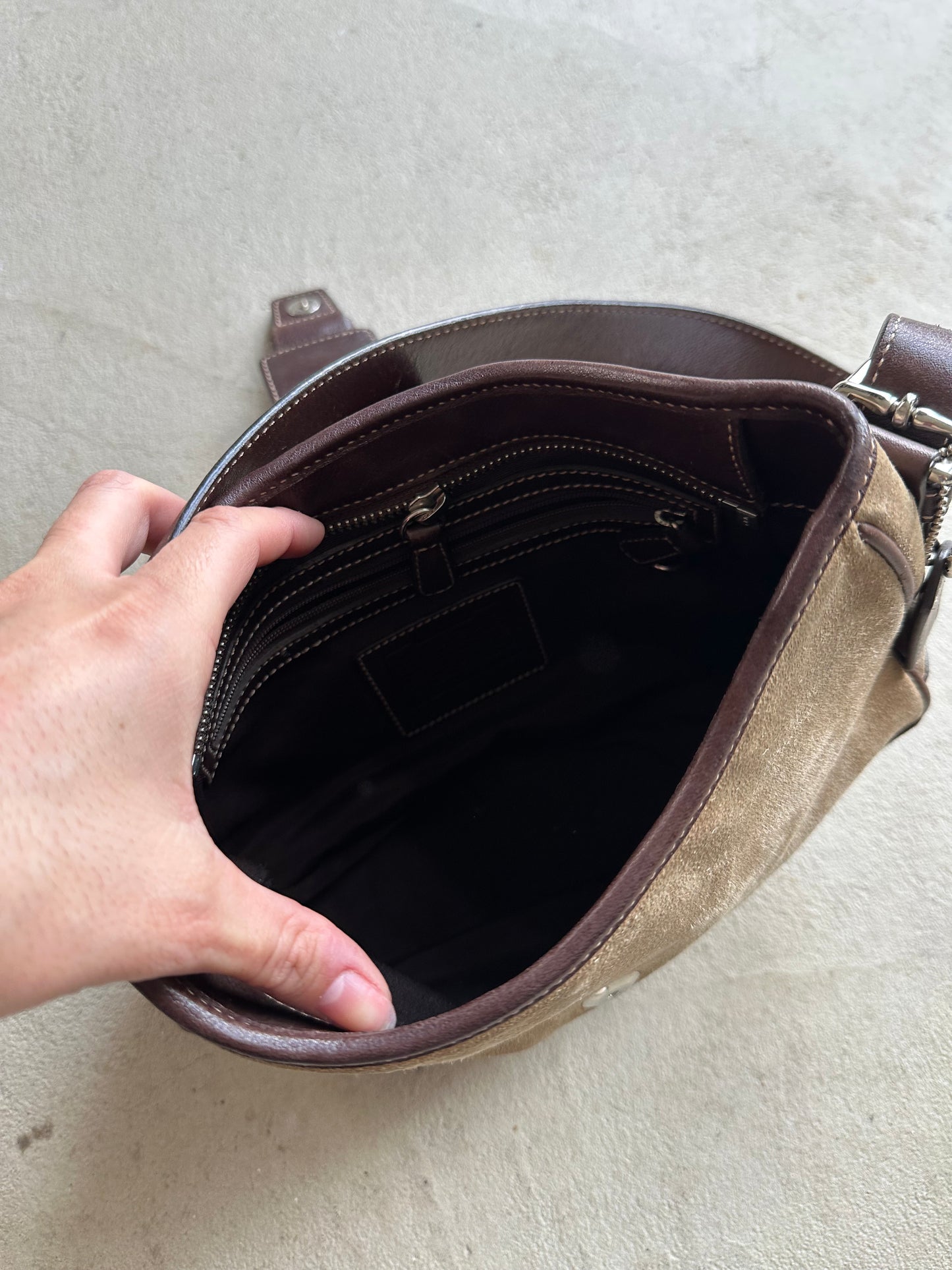 Vintage Y2K Coach Brown Suede Shoulder Bag