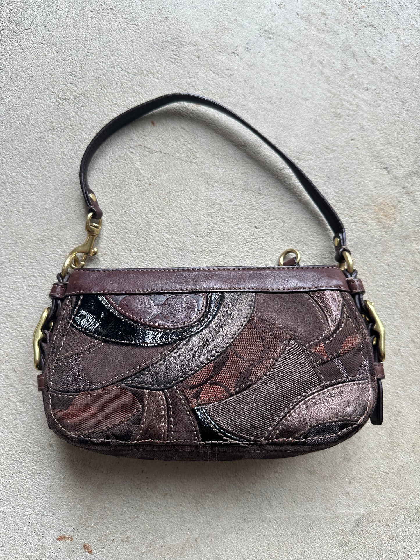 Vintage Y2K Coach Demi Brown Patchwork Handbag