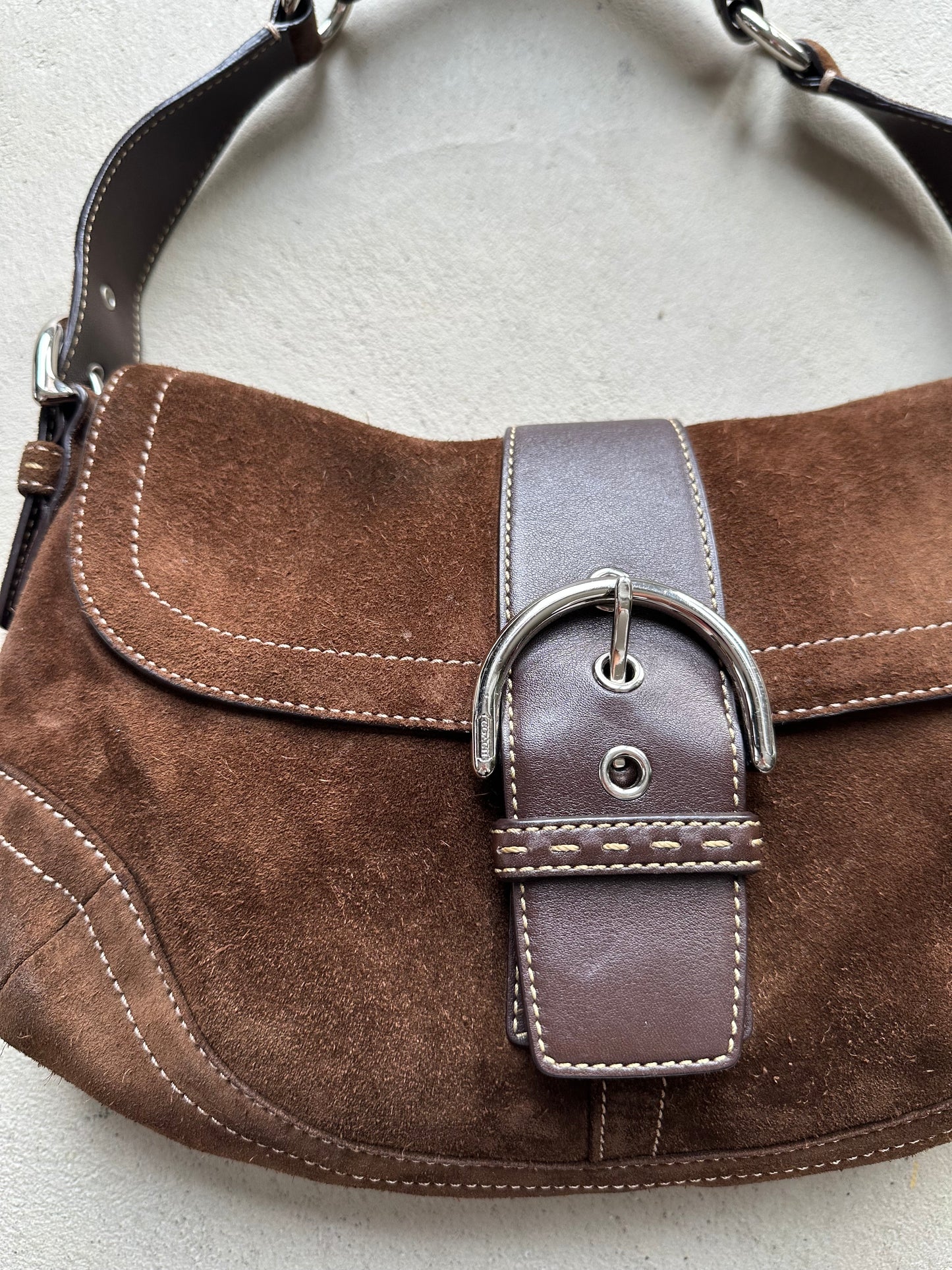 RARE! Vintage Coach Brown Suede Soho Shoulder Bag