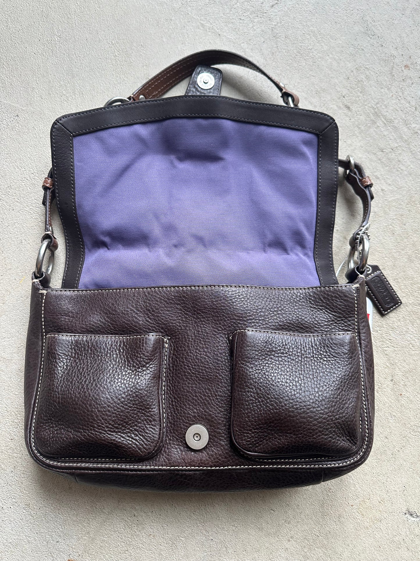 Vintage Y2K Coach Brown Square Soho Style Leather Shoulder Bag