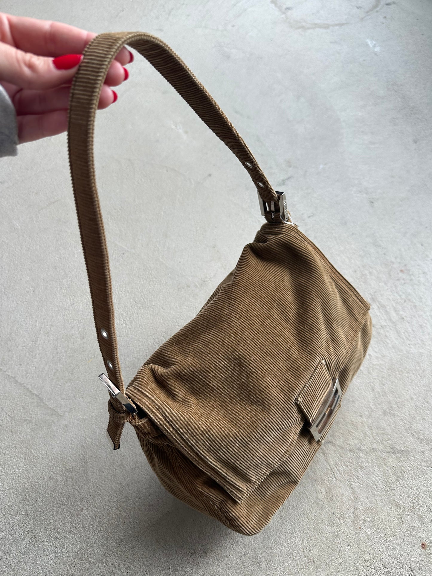Vintage Fendi Brown Corduroy Mama Baguette