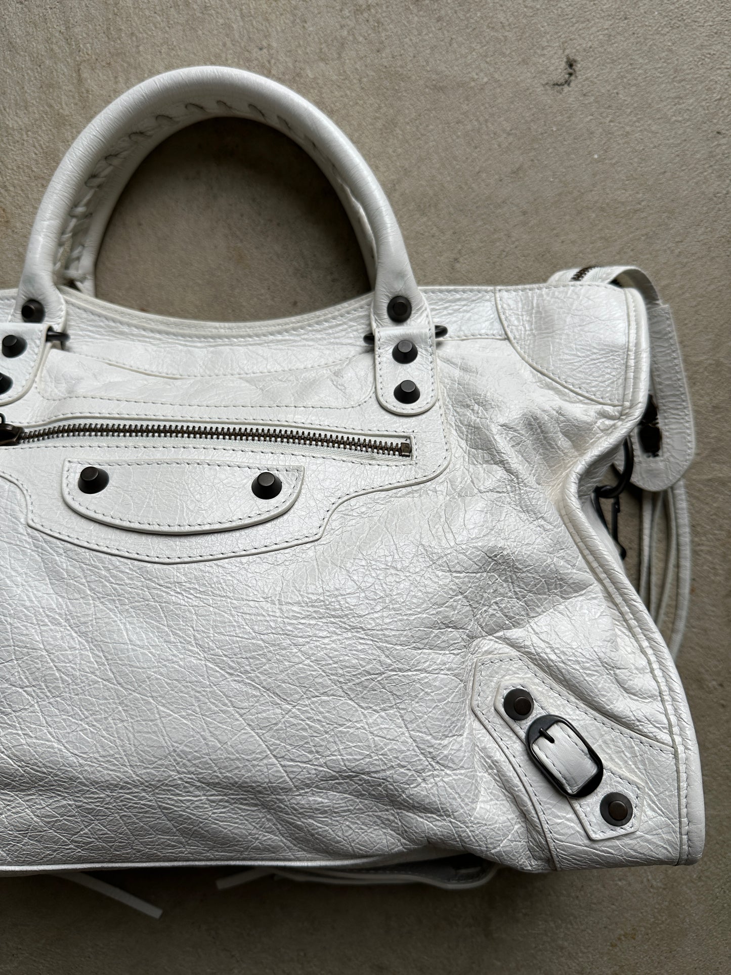 Vintage White Balenciaga City Bag