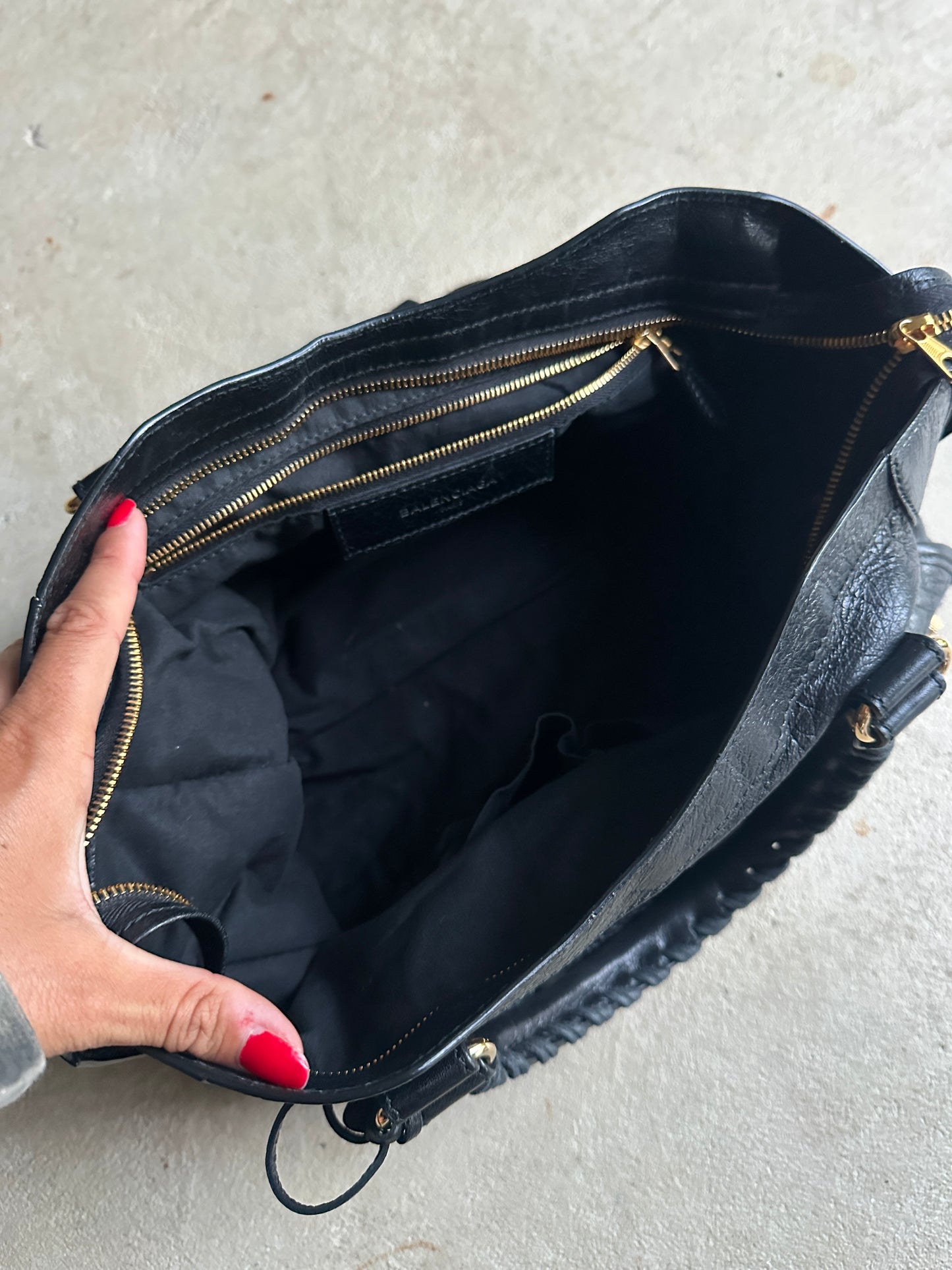 Vintage Black and Gold Balenciaga City Bag
