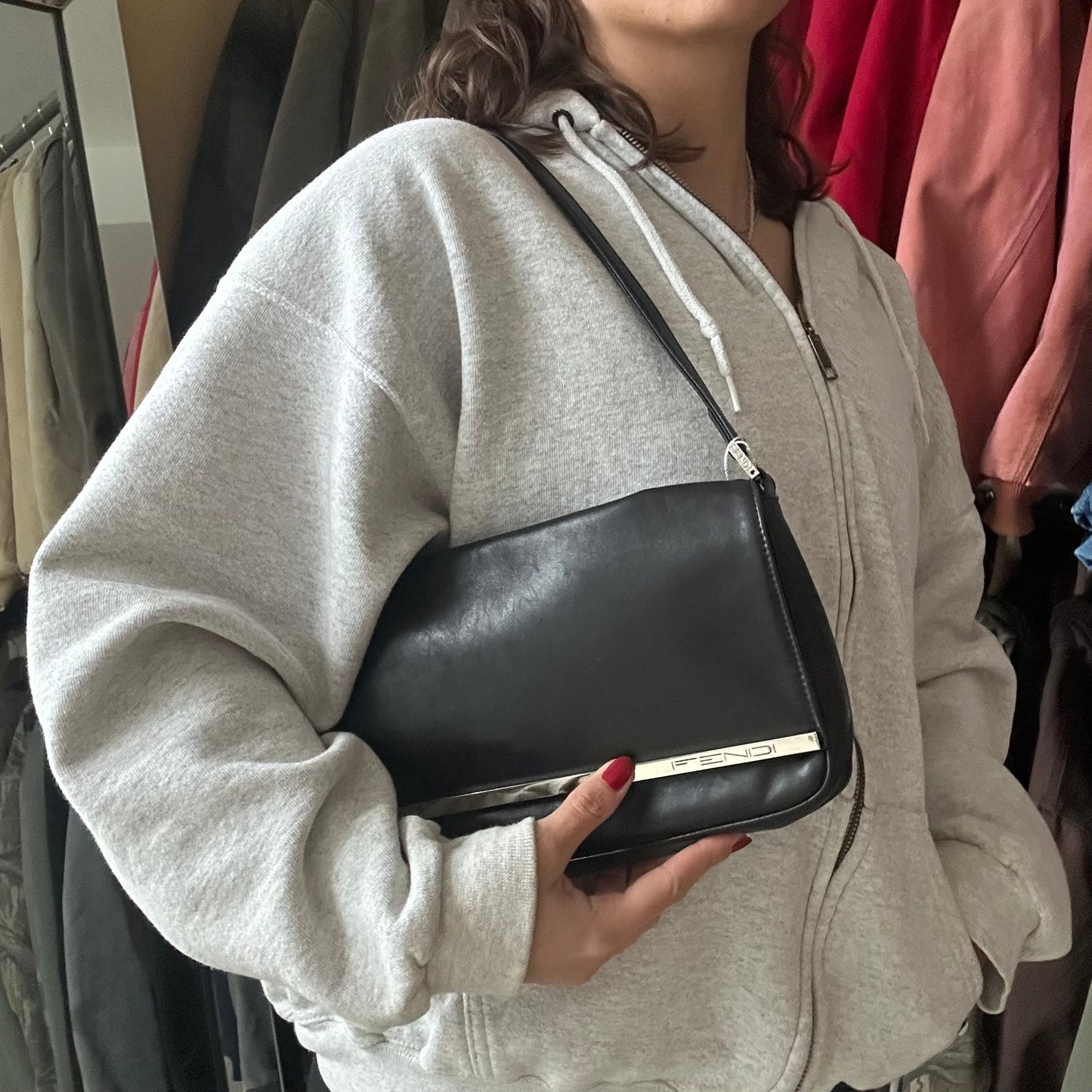 Vintage Fendi Black Leather Bag