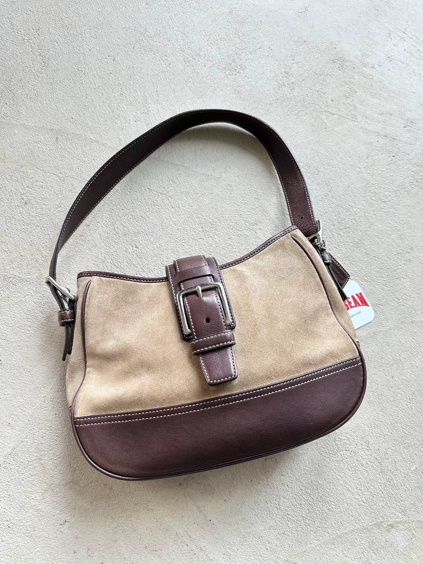 Vintage Y2K Coach Brown Suede Shoulder Bag