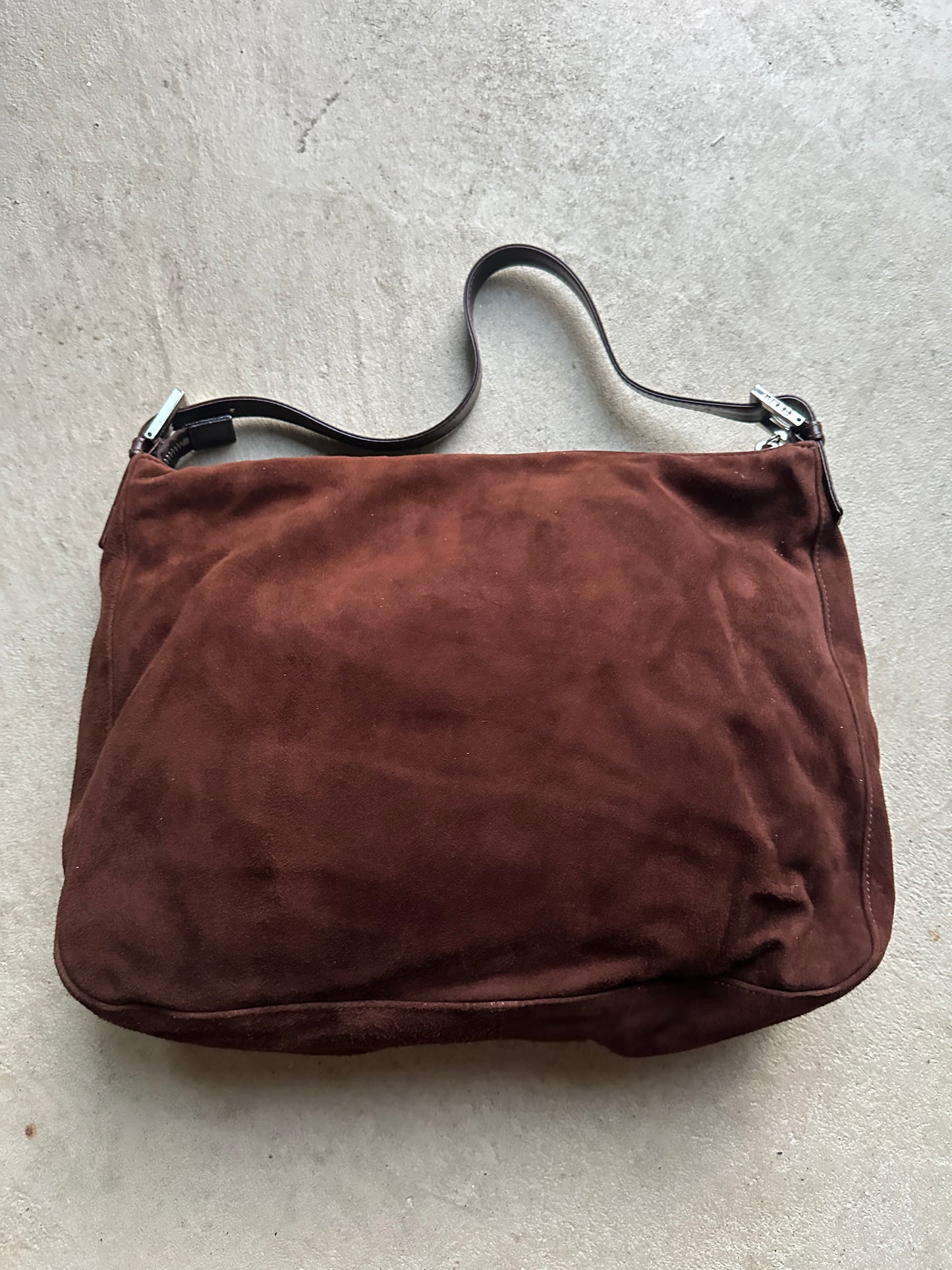 Vintage Brown Suede Fendi Shoulder Bag