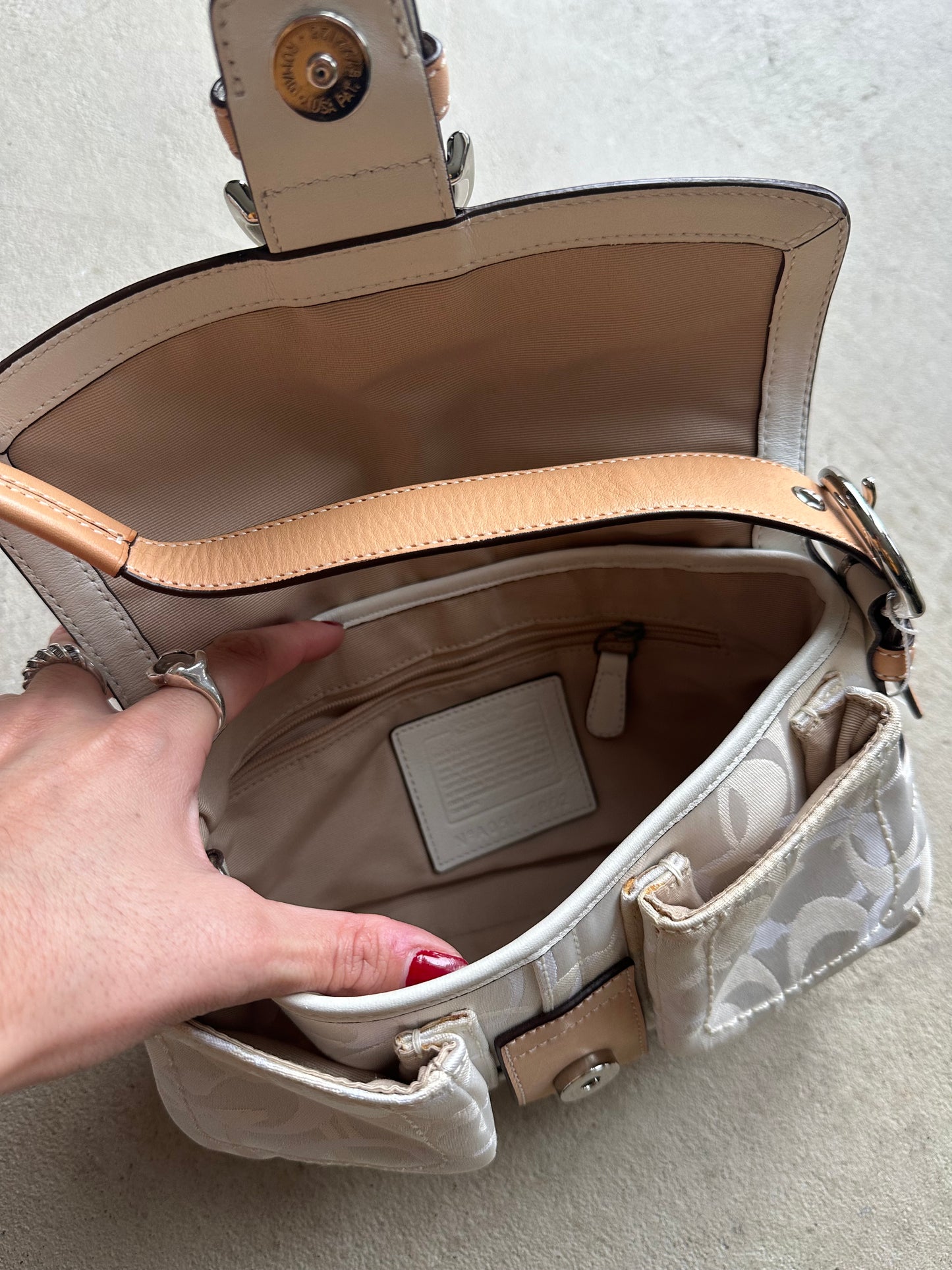 Vintage Y2K Coach White Mini Square Soho Shoulder Bag