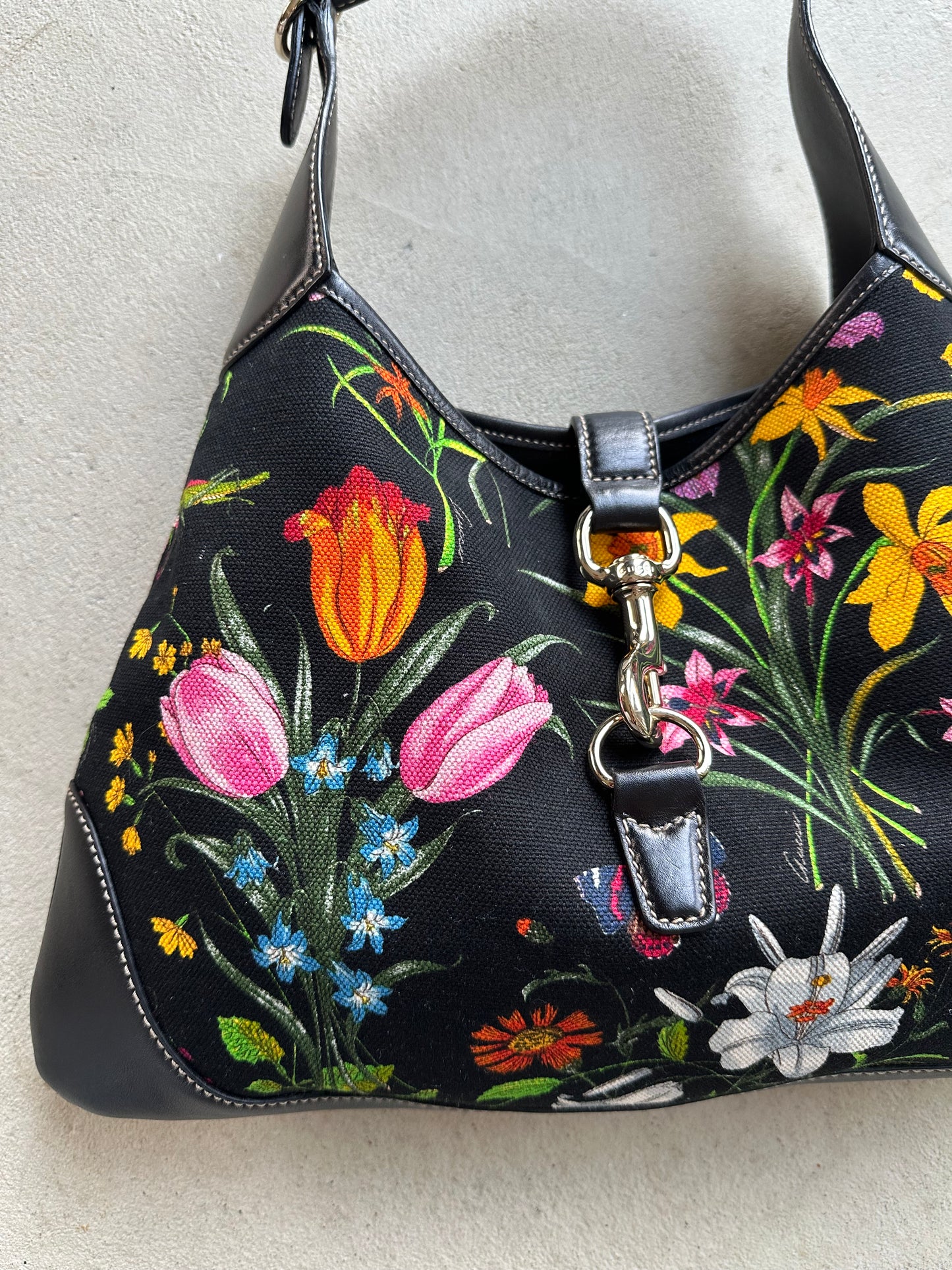 RARE! Vintage Gucci Jackie Floral Shoulder Bag
