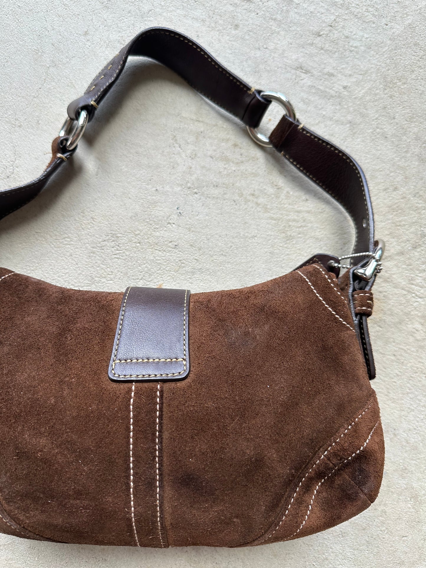 RARE! Vintage Y2K Coach Suede Brown Mini Soho Shoulder Bag