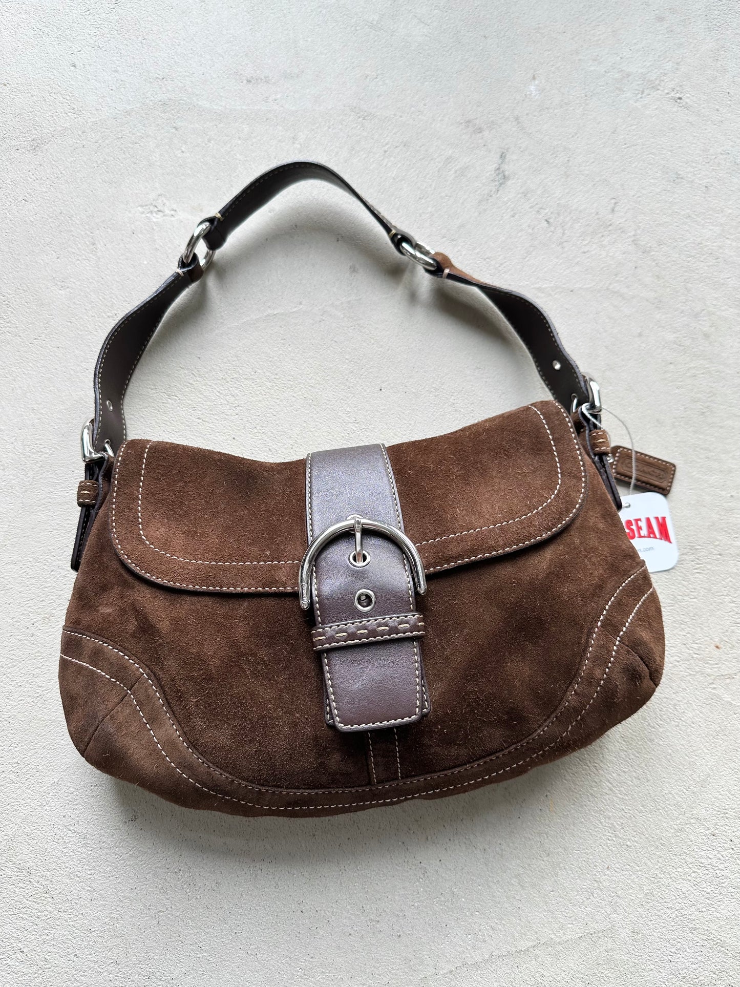 RARE! Vintage Coach Brown Suede Soho Shoulder Bag
