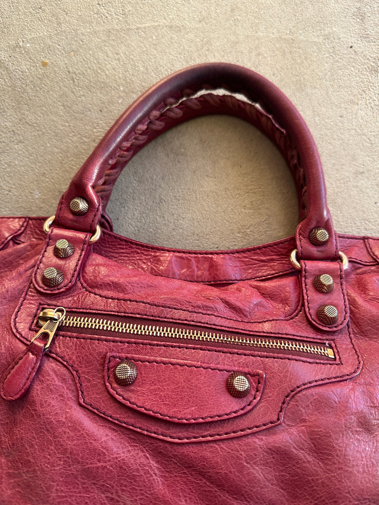 Vintage Burgundy Balenciaga City Bag