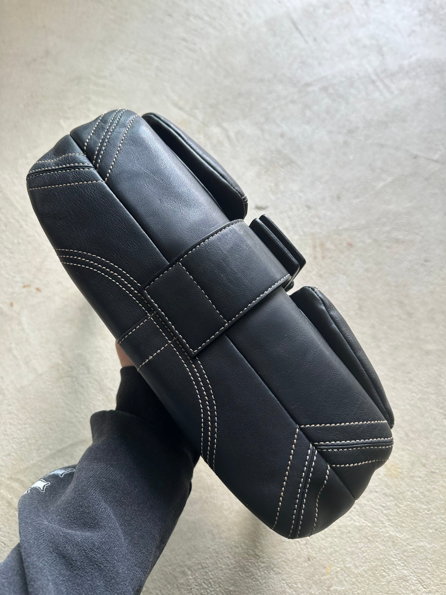 Vintage Y2K Coach Black Square Soho Leather Shoulder Bag