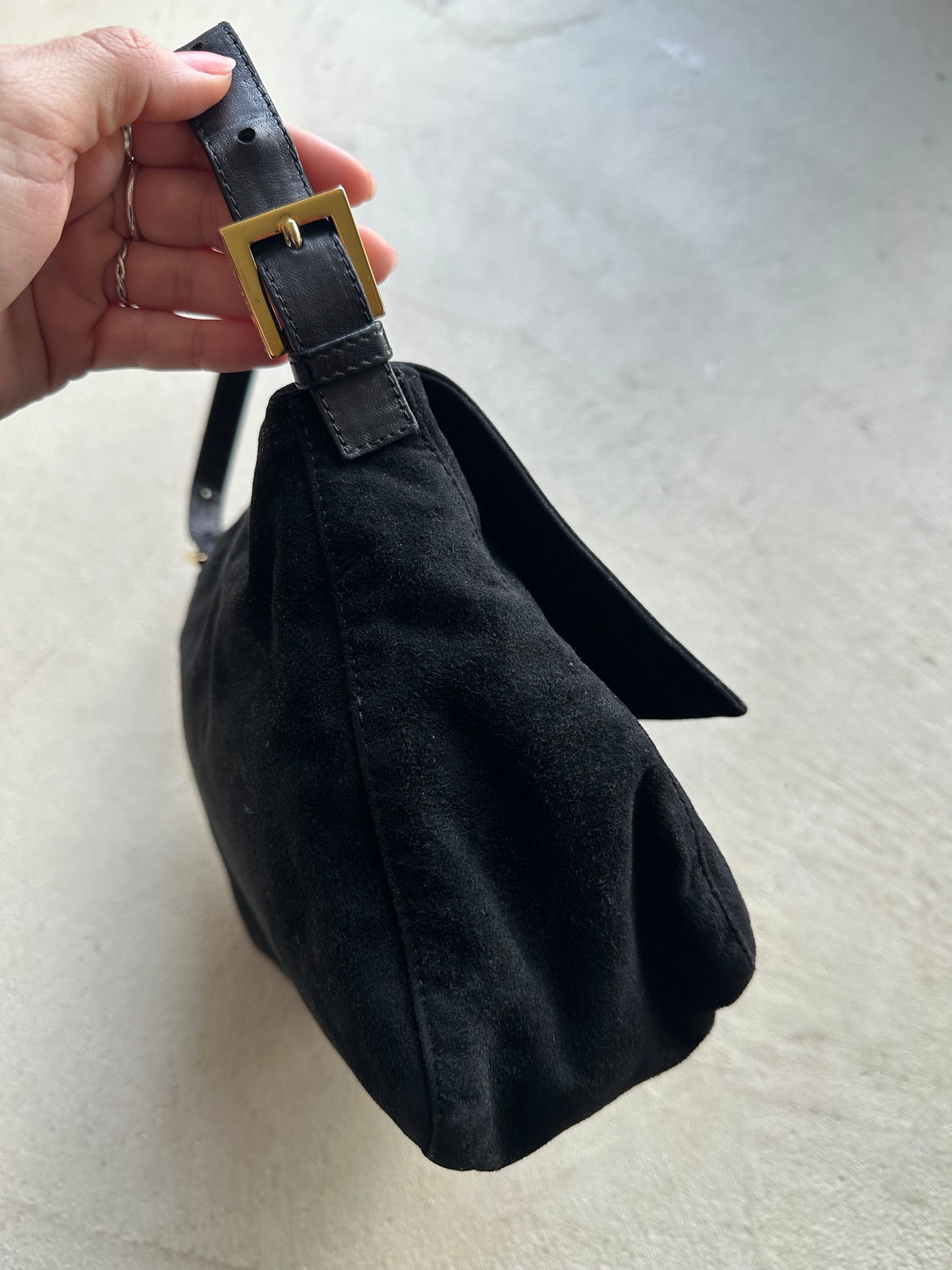 Vintage Fendi Black Suede Mama Baguette
