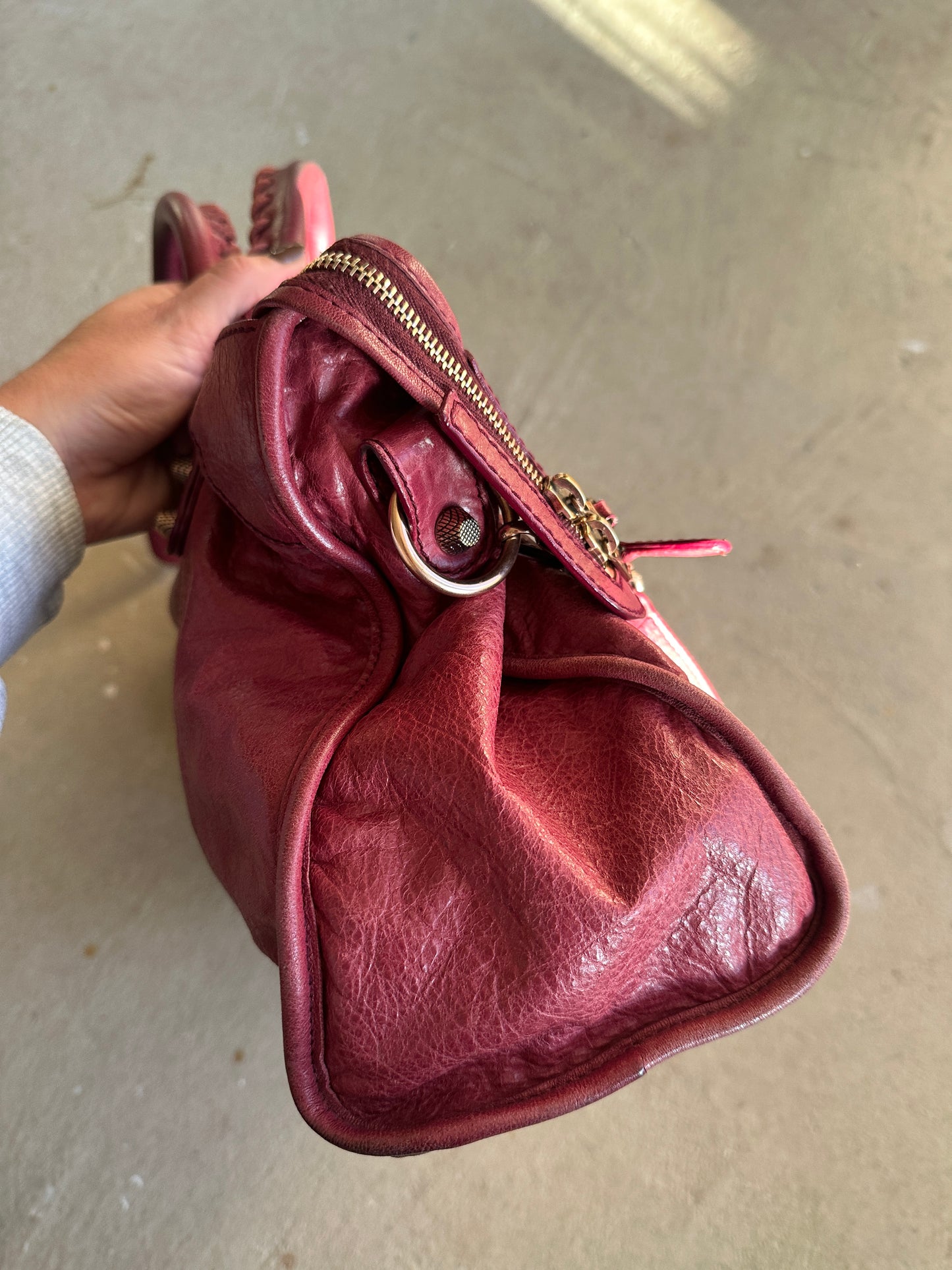 Vintage Burgundy Balenciaga City Bag