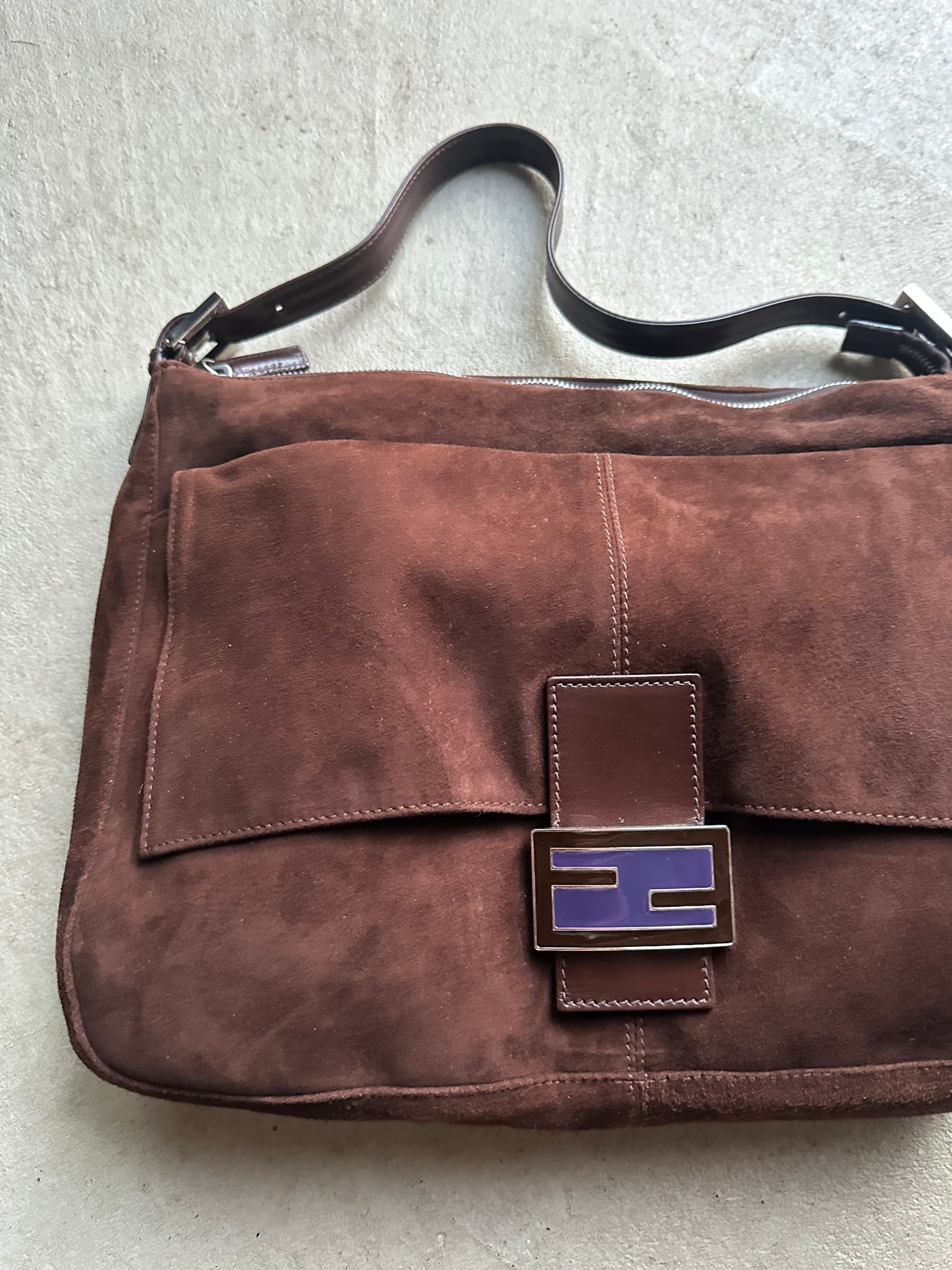 Vintage Brown Suede Fendi Shoulder Bag