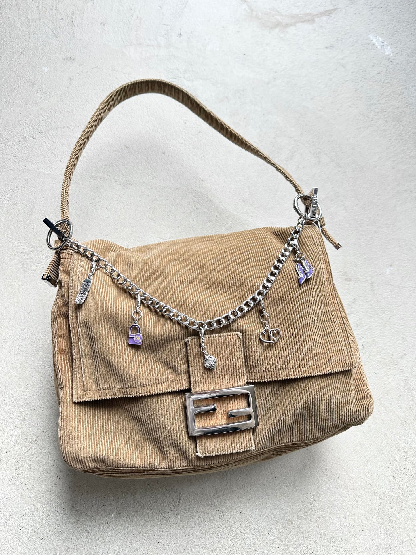 Vintage Fendi Brown Corduroy Mama Baguette