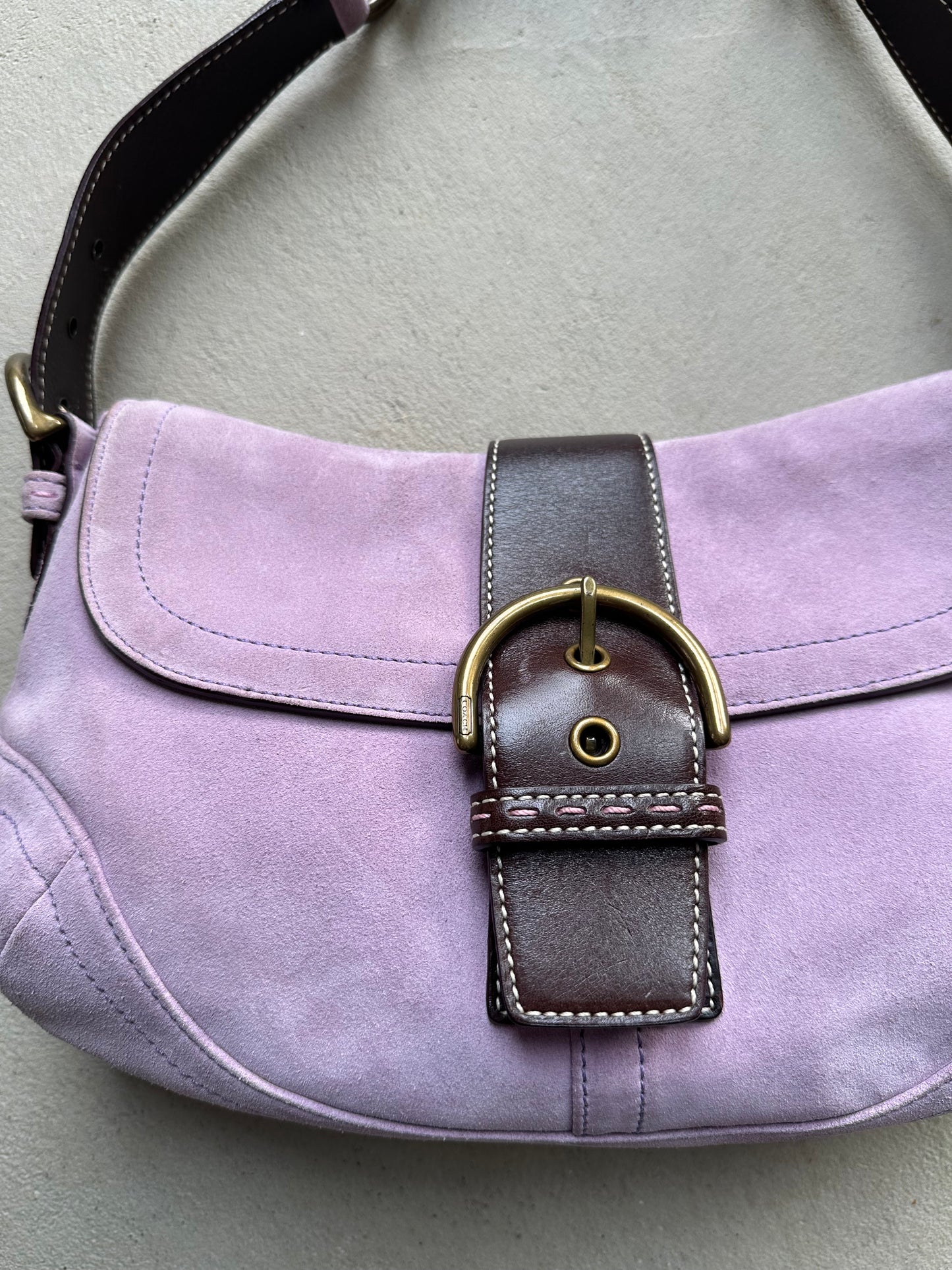 Vintage Coach Pink Suede Soho Shoulder Bag