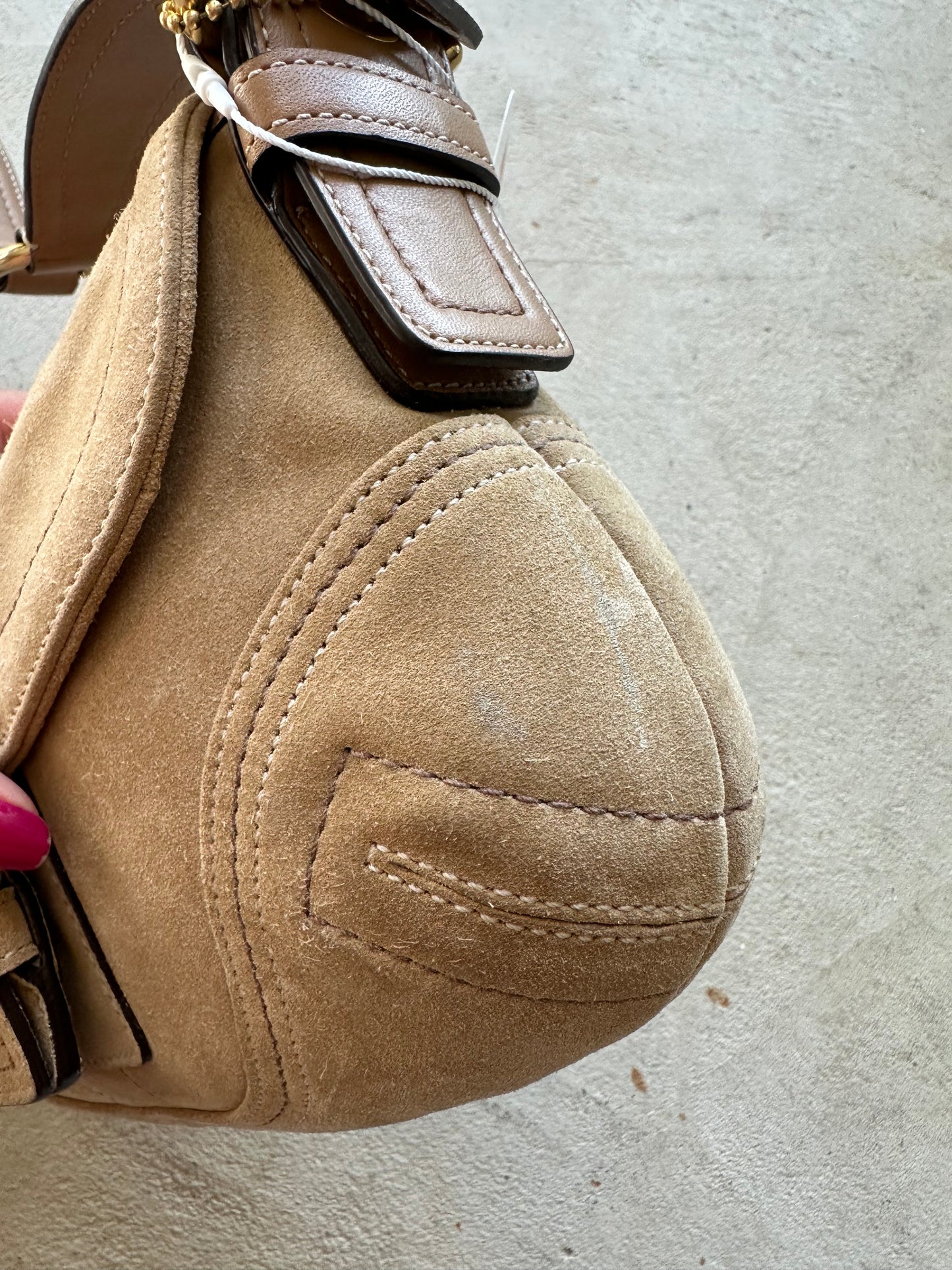 Vintage Y2K Coach Tan Suede Mini Soho Shoulder Bag