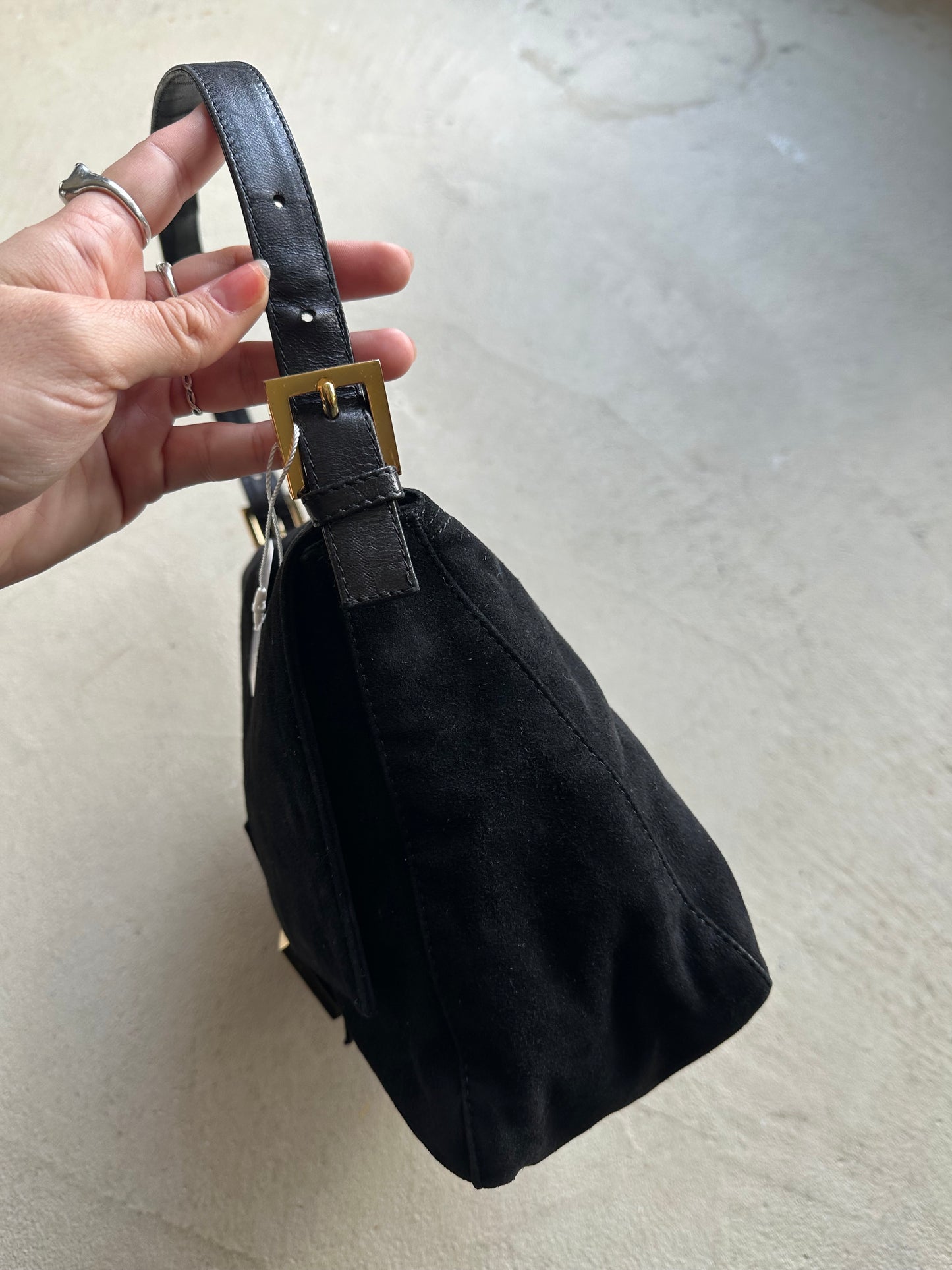 Vintage Fendi Black Suede Mama Baguette
