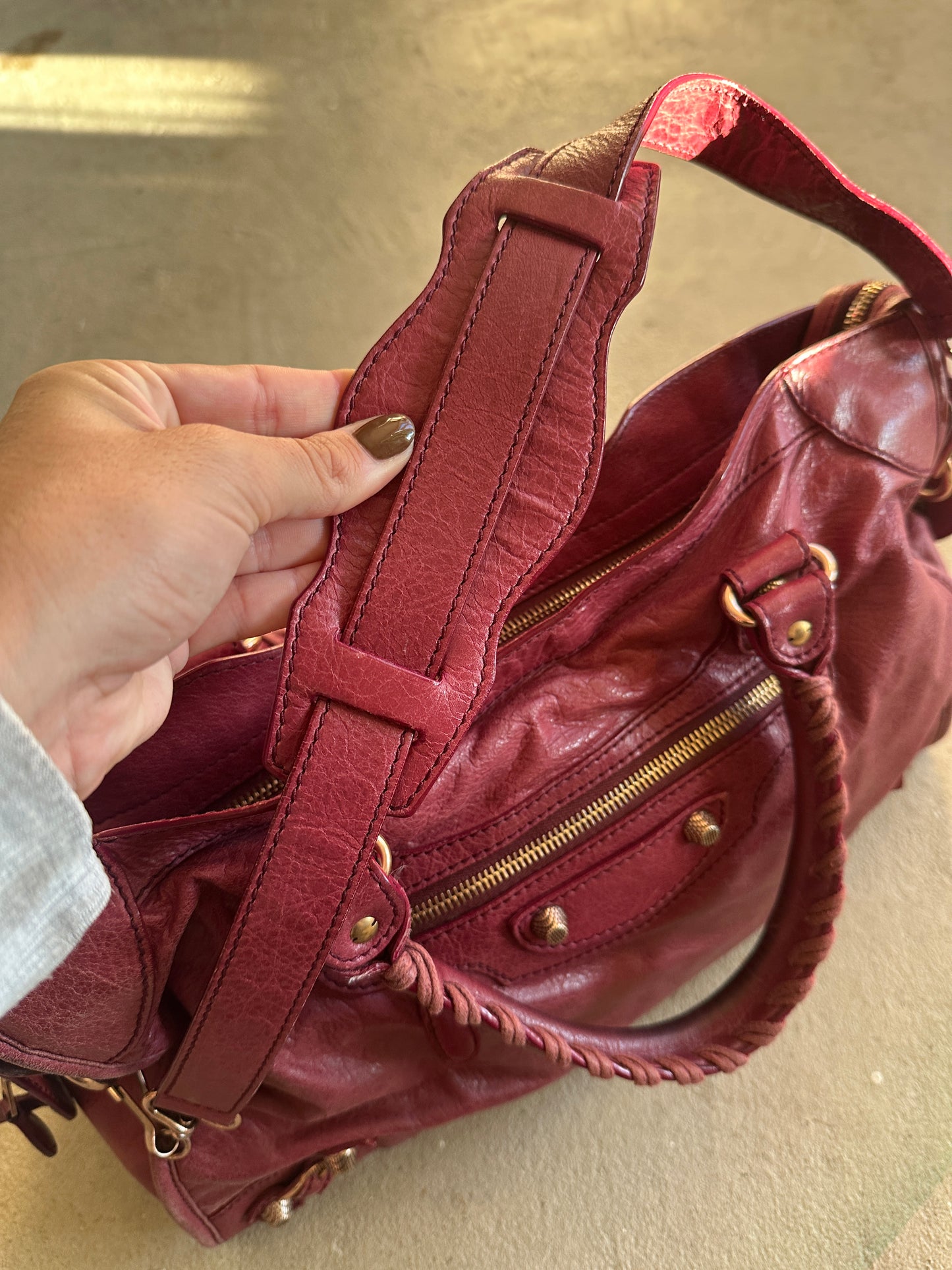 Vintage Burgundy Balenciaga City Bag
