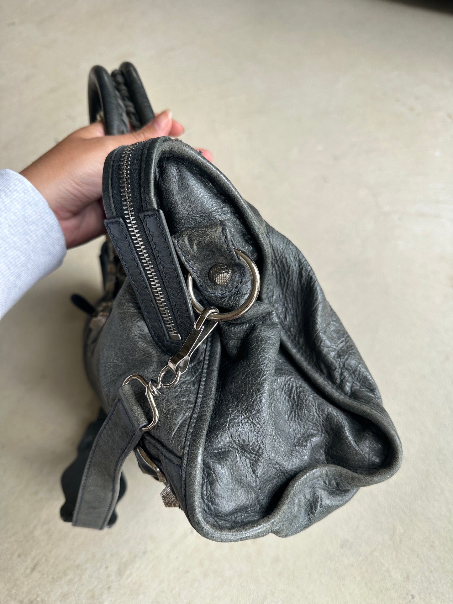 Vintage Dark Grey Balenciaga Velo City Bag