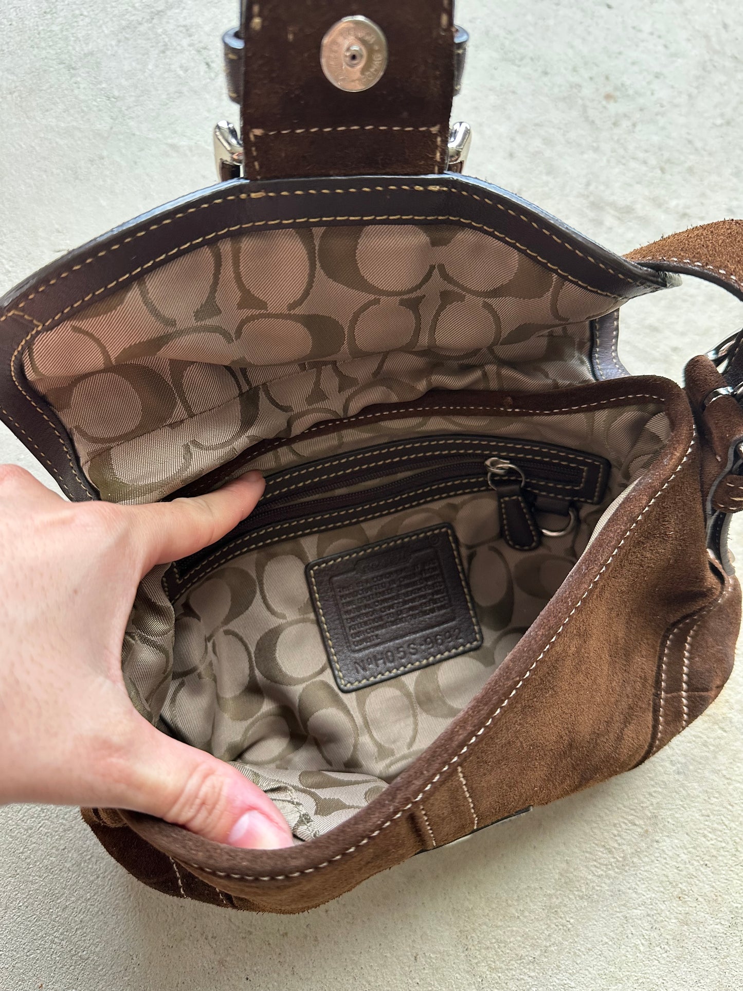 RARE! Vintage Y2K Coach Suede Brown Mini Soho Shoulder Bag