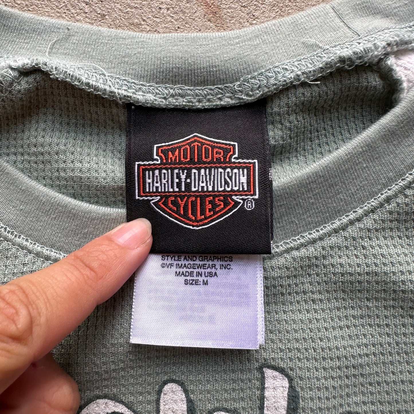 Vintage Women's Harley Davidson Green Thermal