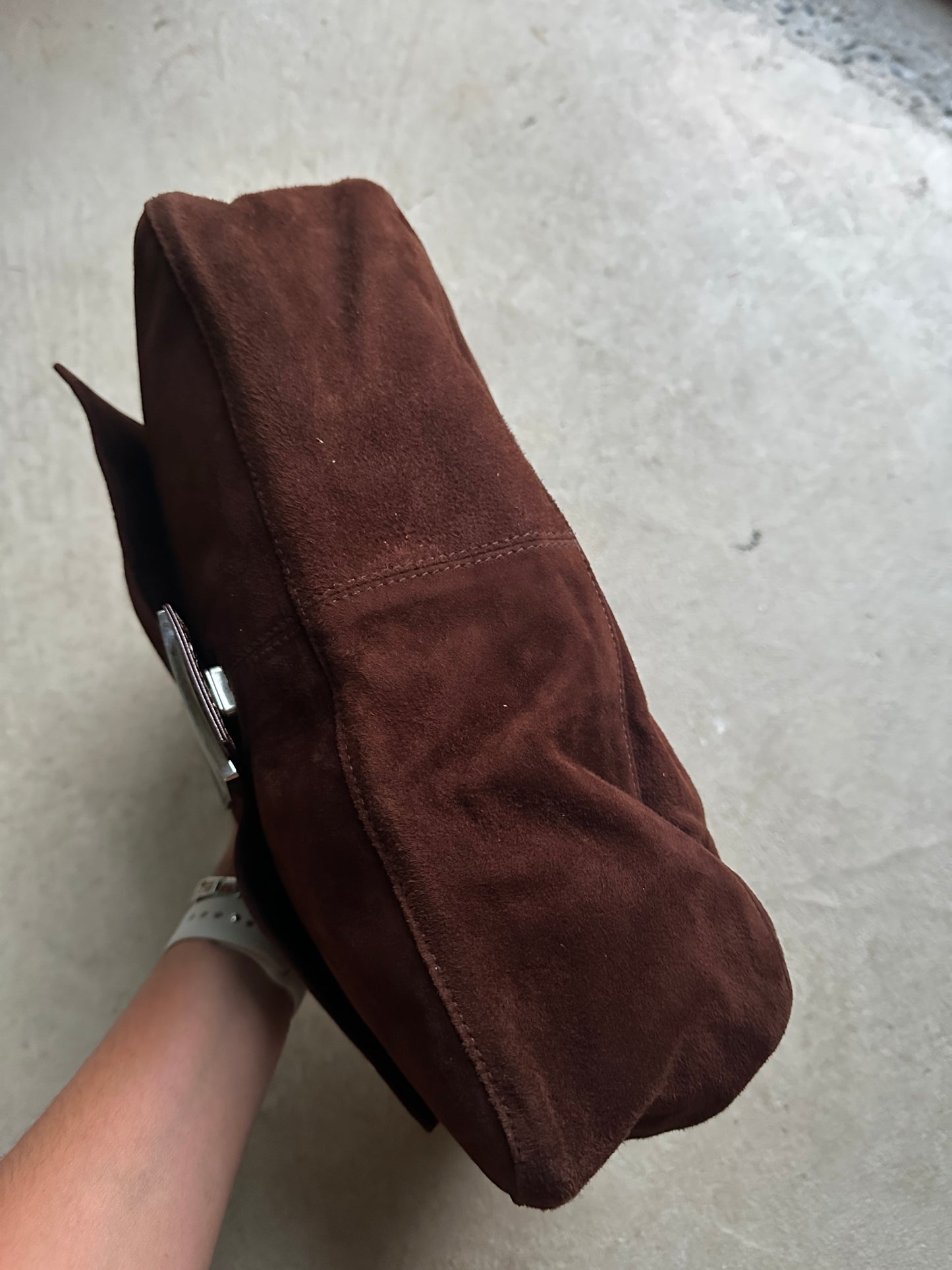 Vintage Brown Suede Fendi Shoulder Bag