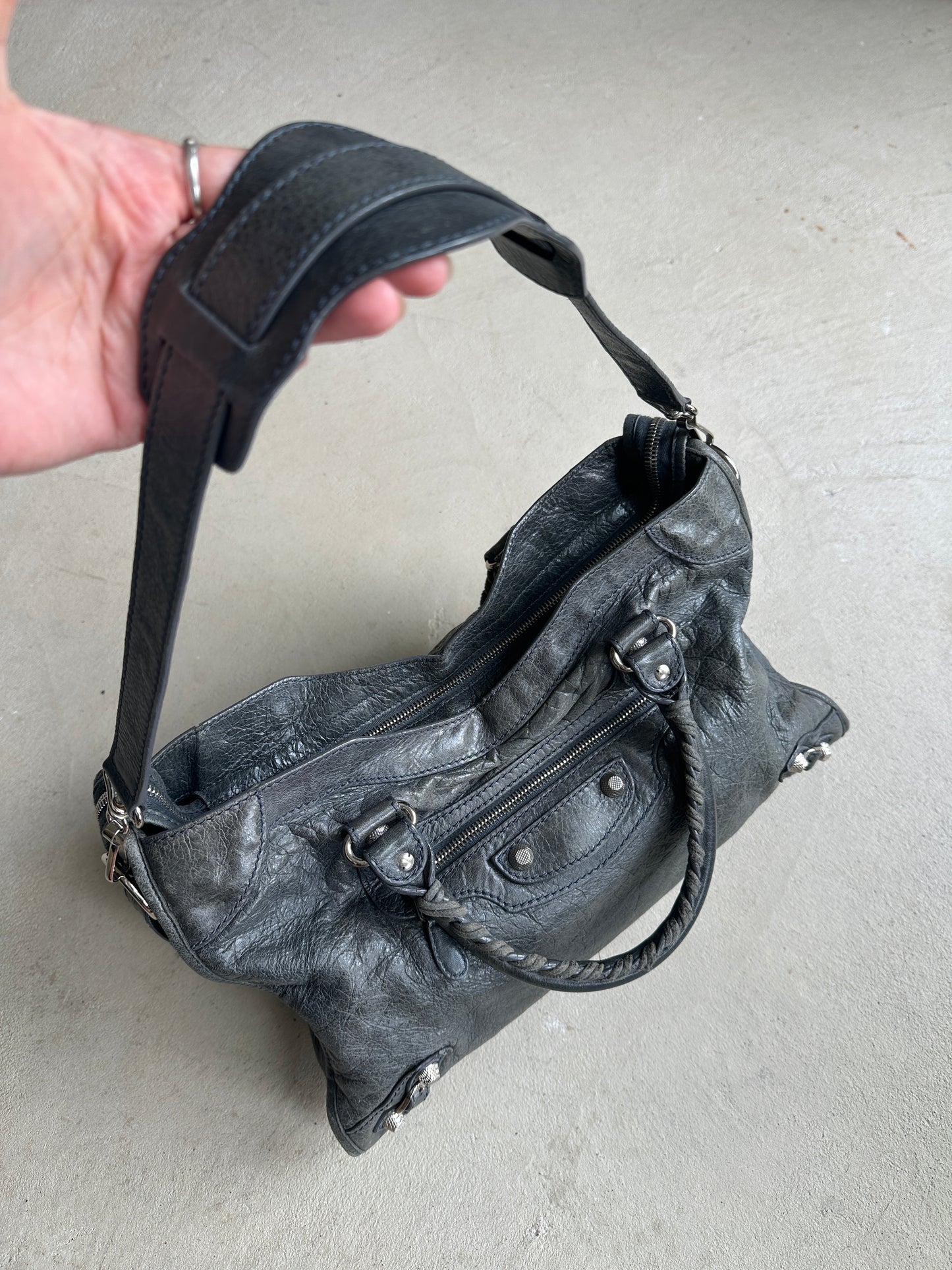 Vintage Dark Grey Balenciaga Velo City Bag