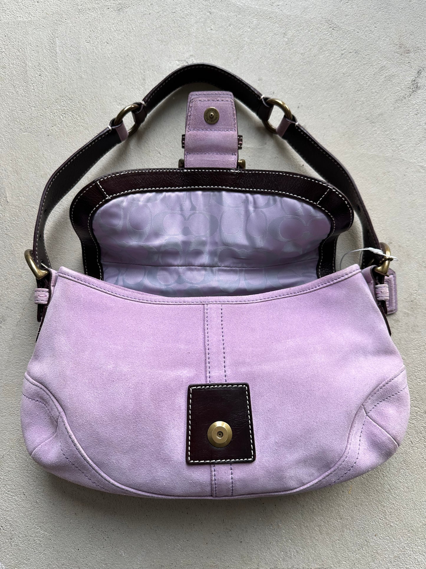 Vintage Coach Pink Suede Soho Shoulder Bag
