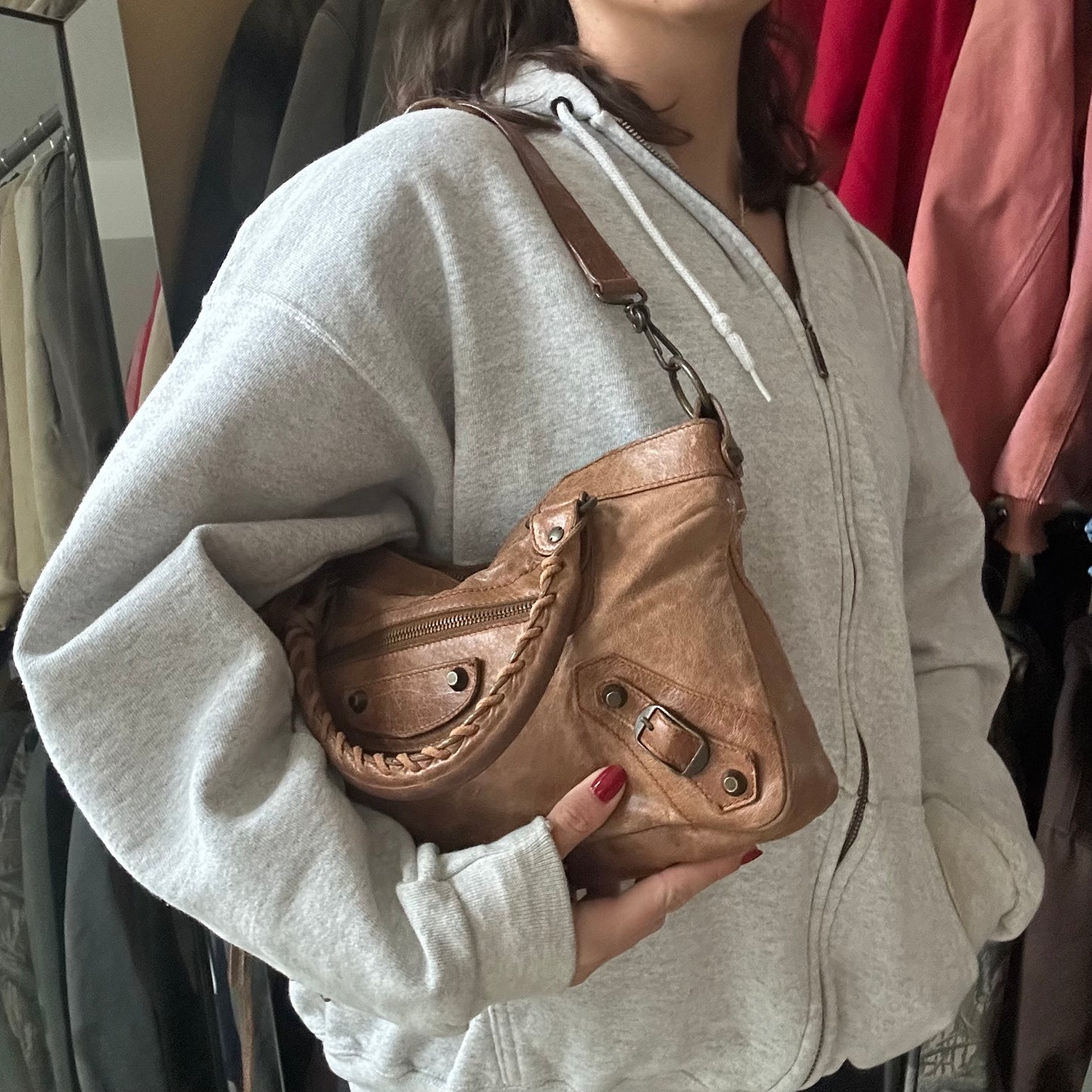 RARE! Vintage Brown Balenciaga Small City Bag