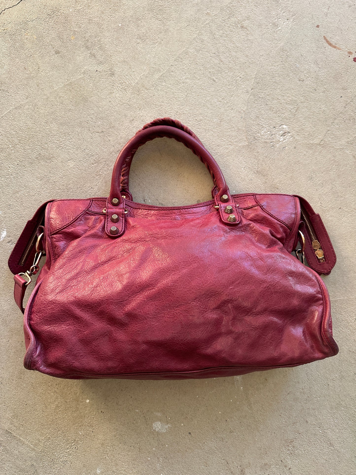 Vintage Burgundy Balenciaga City Bag