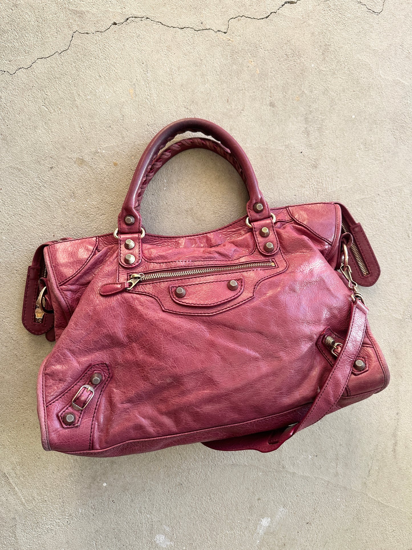 Vintage Burgundy Balenciaga City Bag