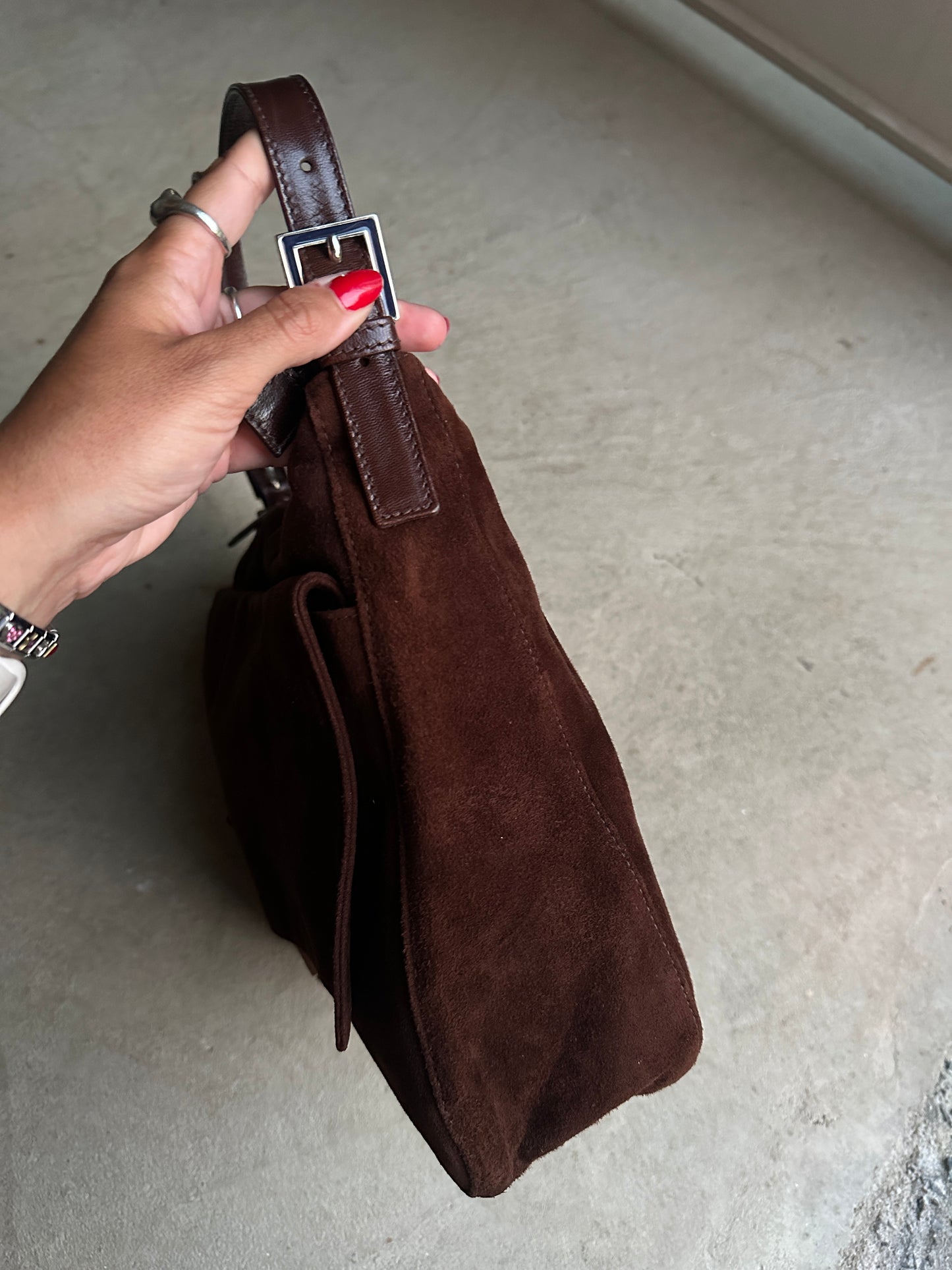 Vintage Brown Suede Fendi Shoulder Bag
