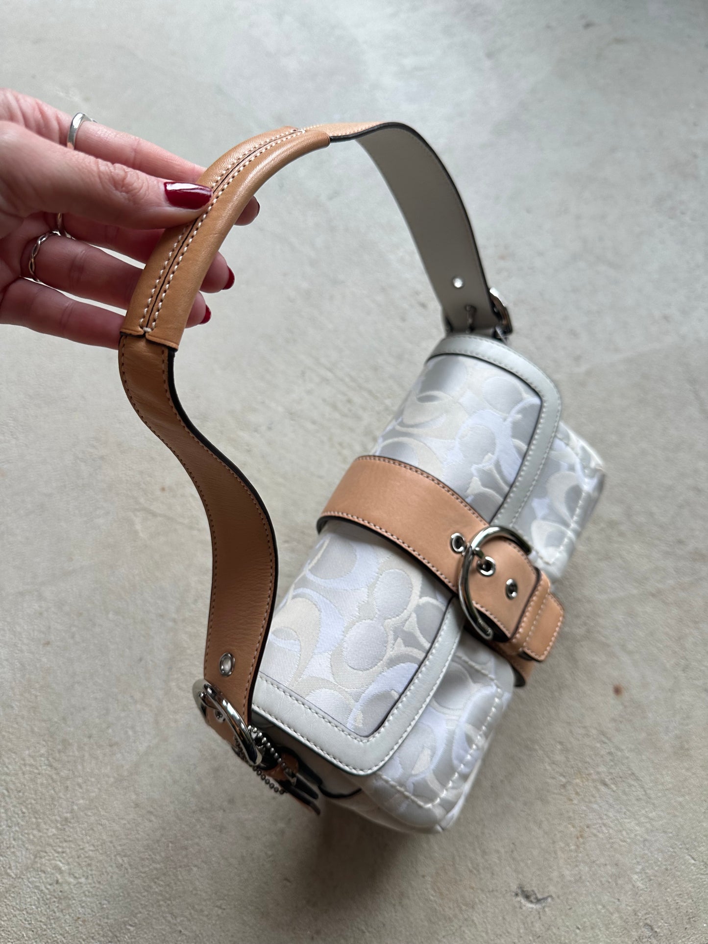 Vintage Y2K Coach White Mini Square Soho Shoulder Bag
