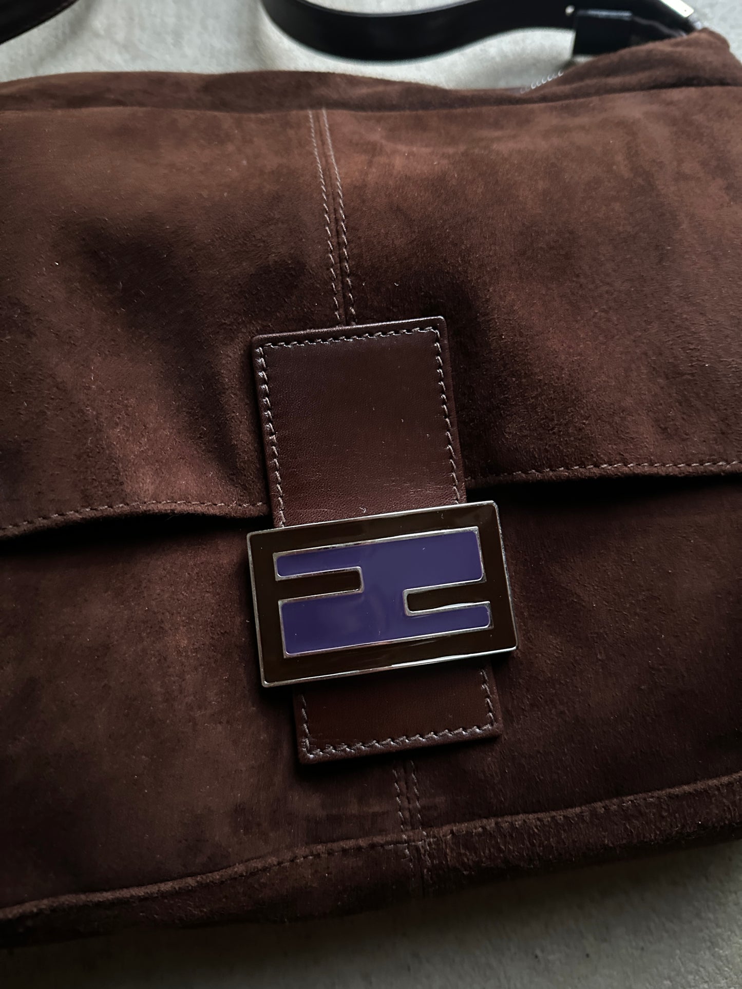 Vintage Brown Suede Fendi Shoulder Bag