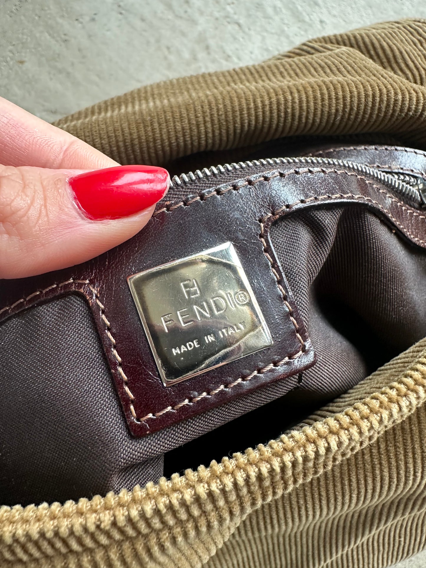 Vintage Fendi Brown Corduroy Mama Baguette