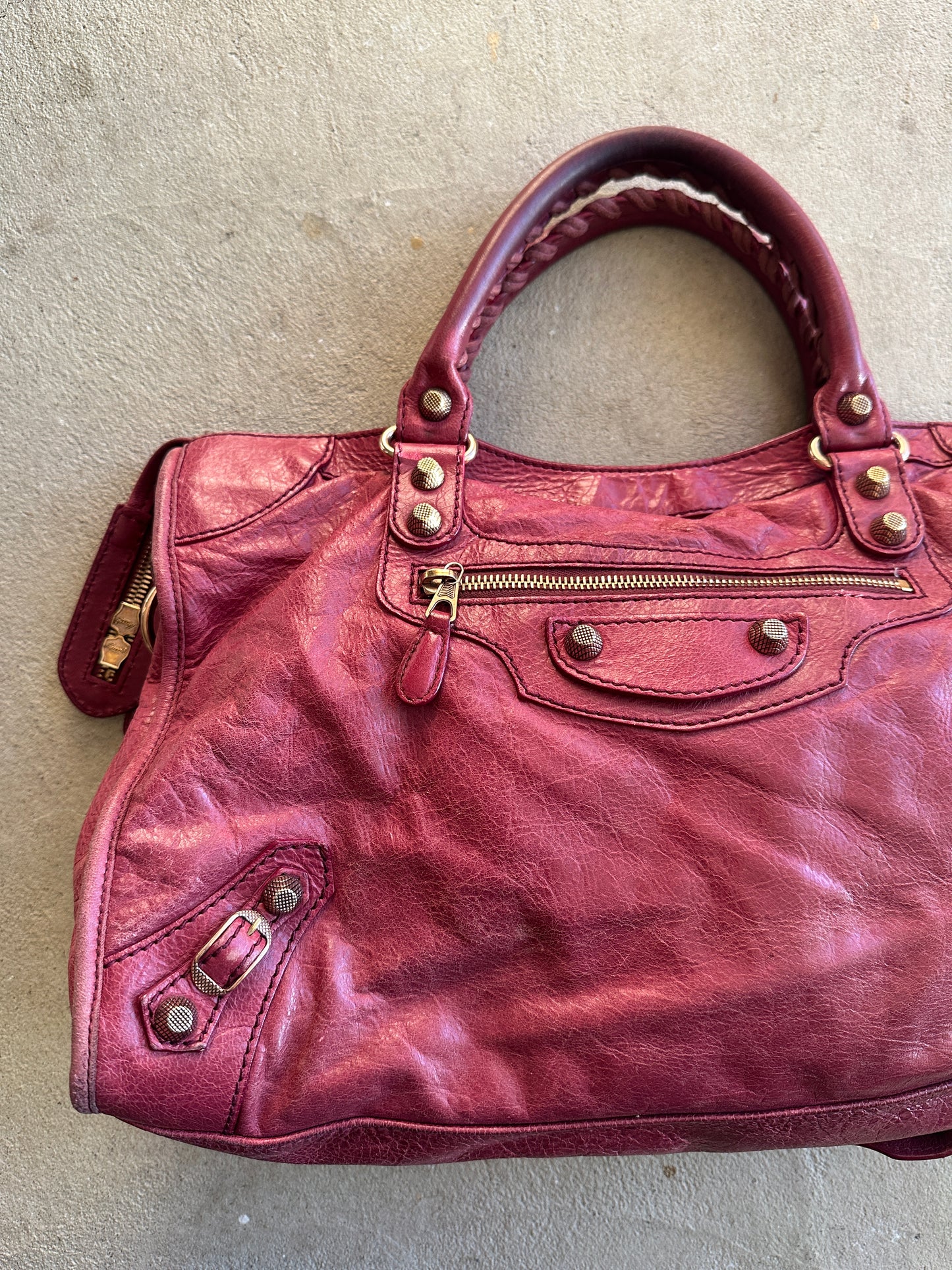 Vintage Burgundy Balenciaga City Bag