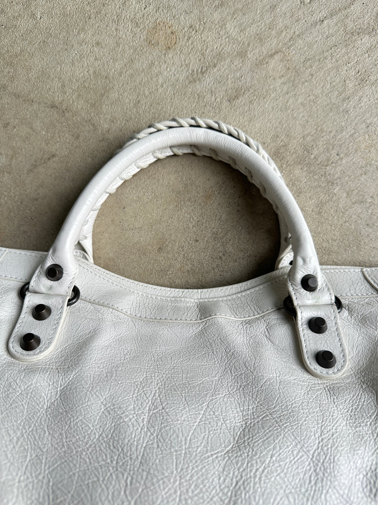 Vintage White Balenciaga City Bag