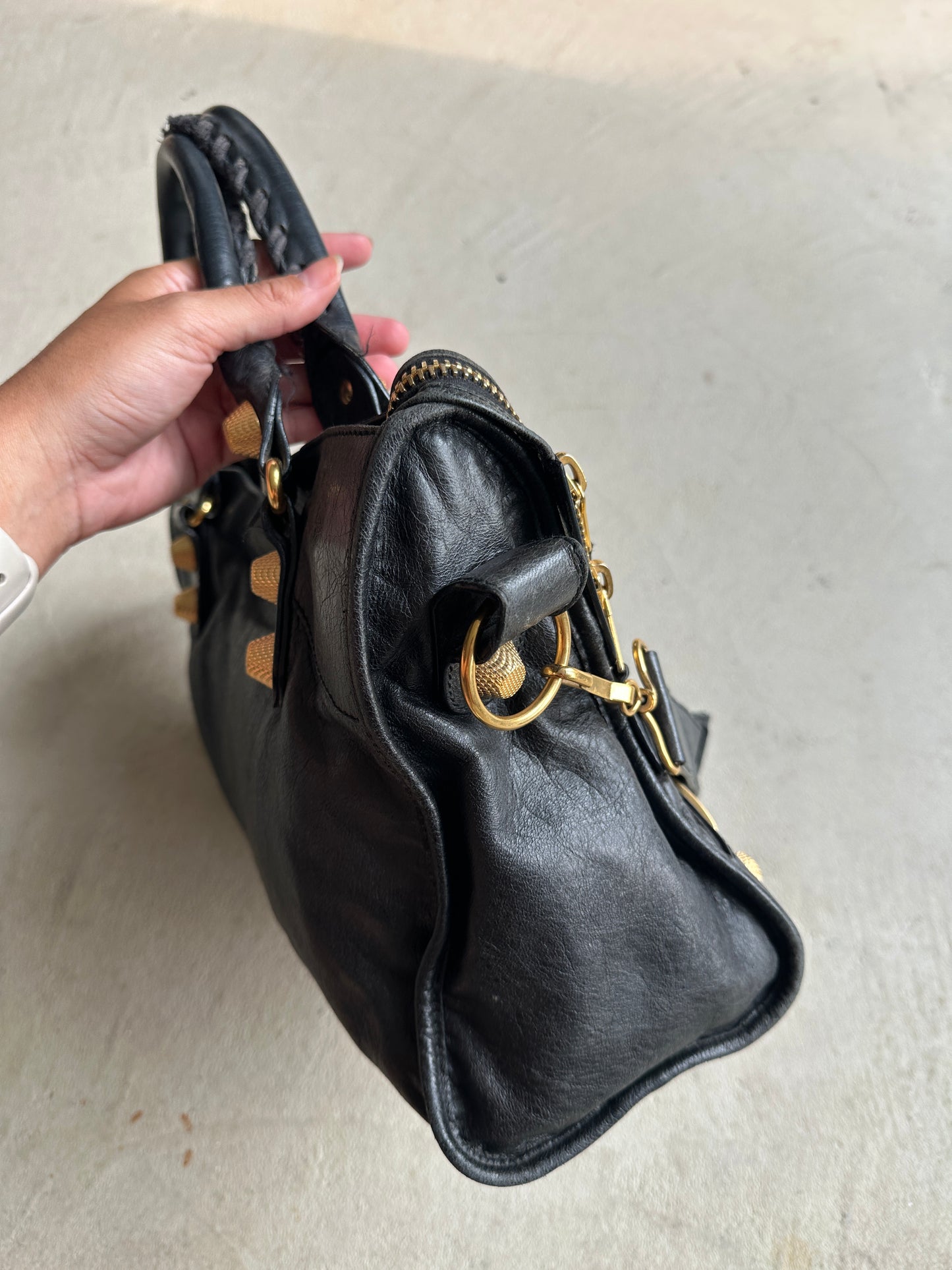 Vintage Black/Gold Balenciaga City Bag