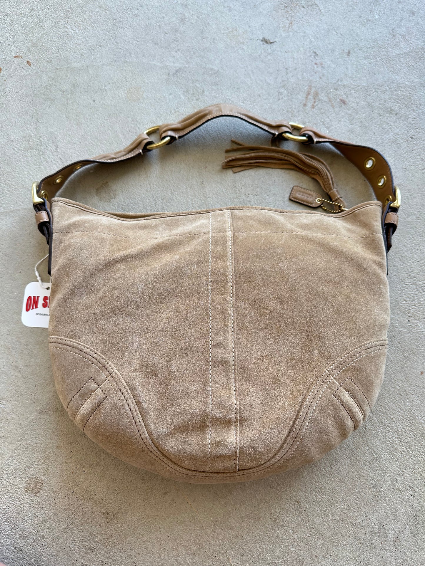 Vintage Y2K Coach Tan Suede Croissant Shoulder Bag