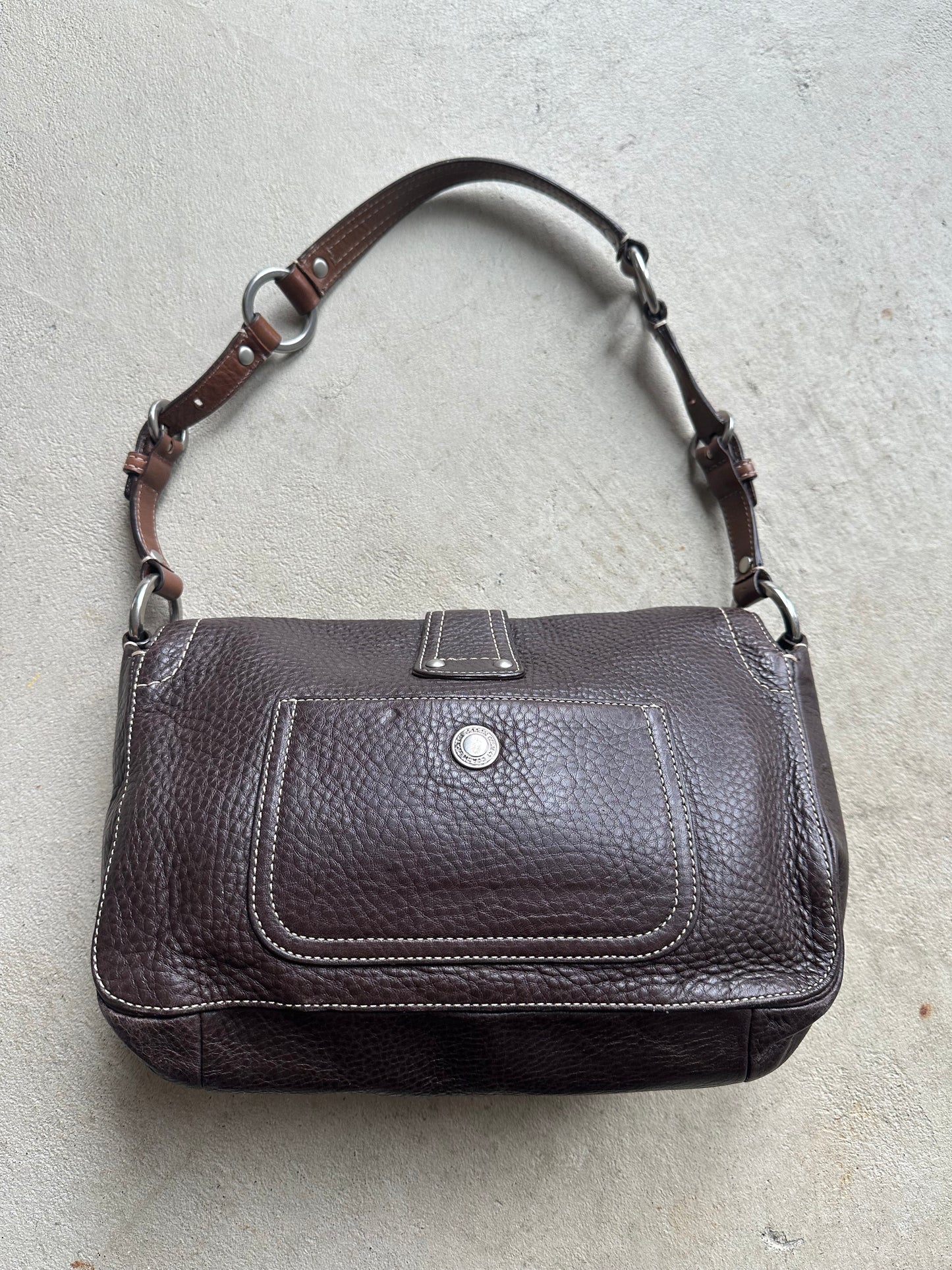 Vintage Y2K Coach Brown Square Soho Style Leather Shoulder Bag