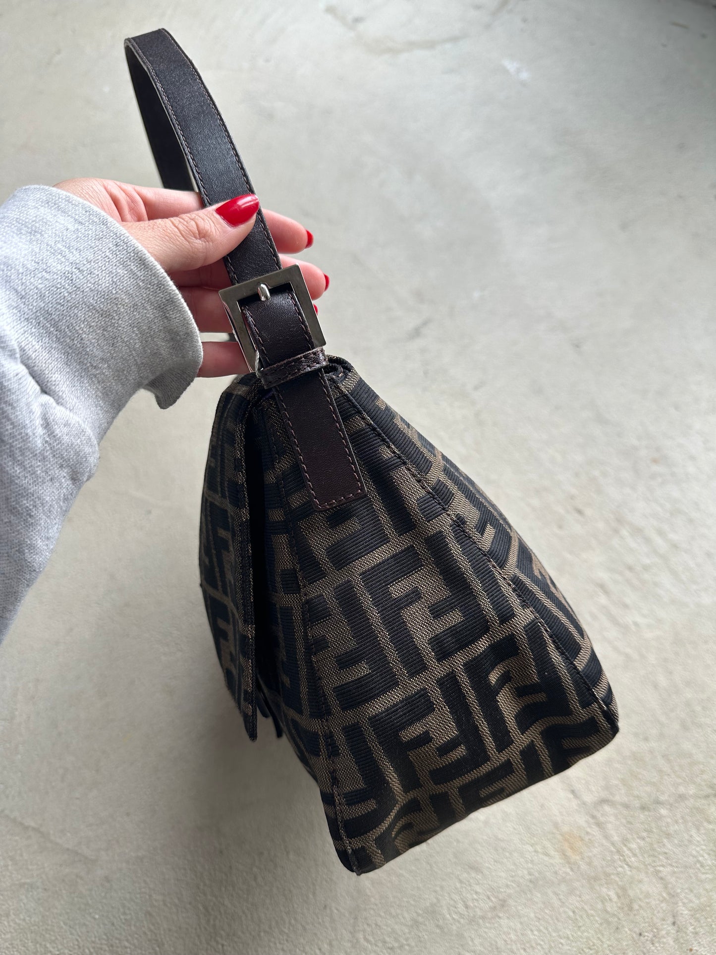 Vintage Fendi Brown Zucca Mama Baguette
