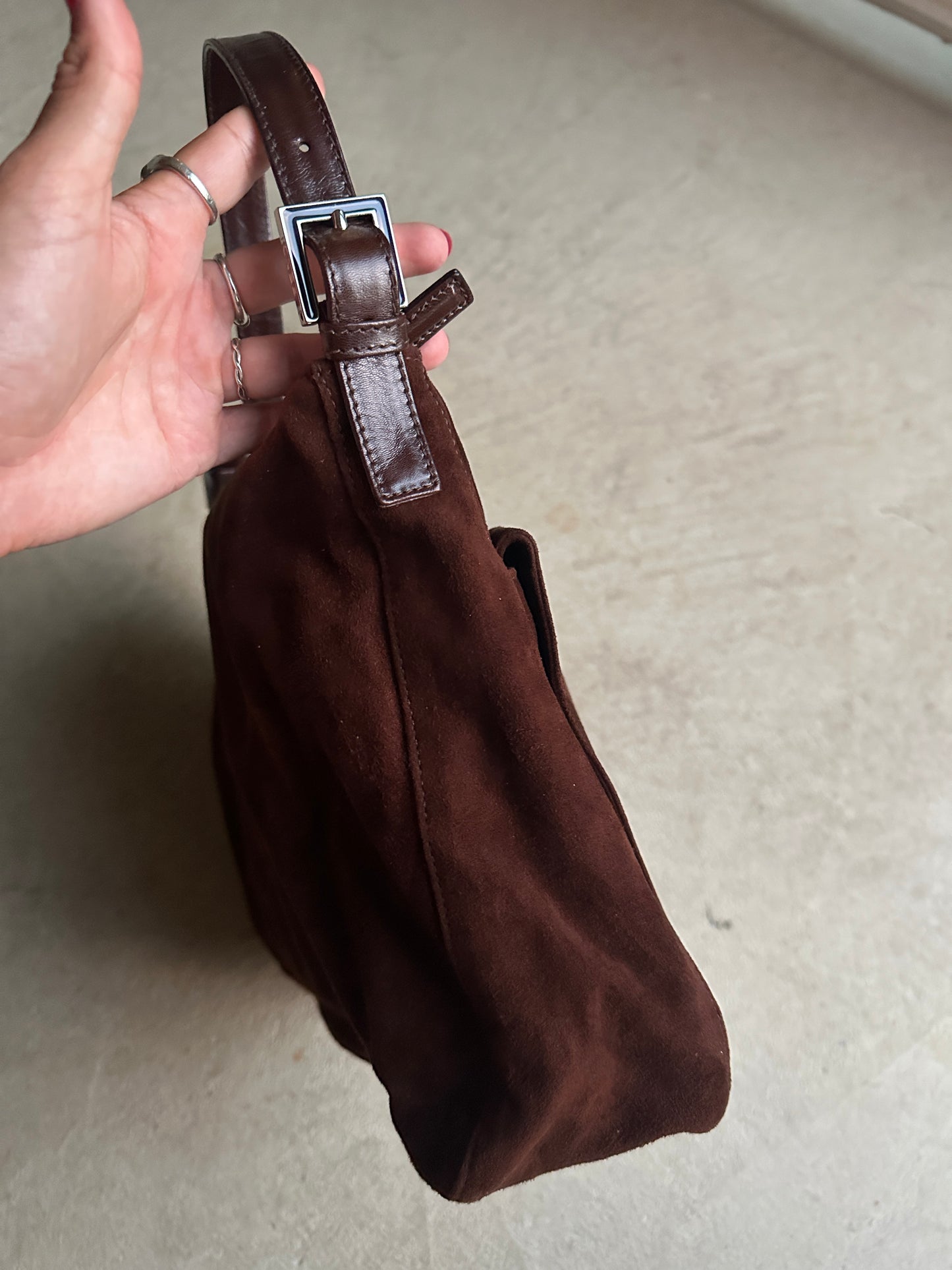 Vintage Brown Suede Fendi Shoulder Bag